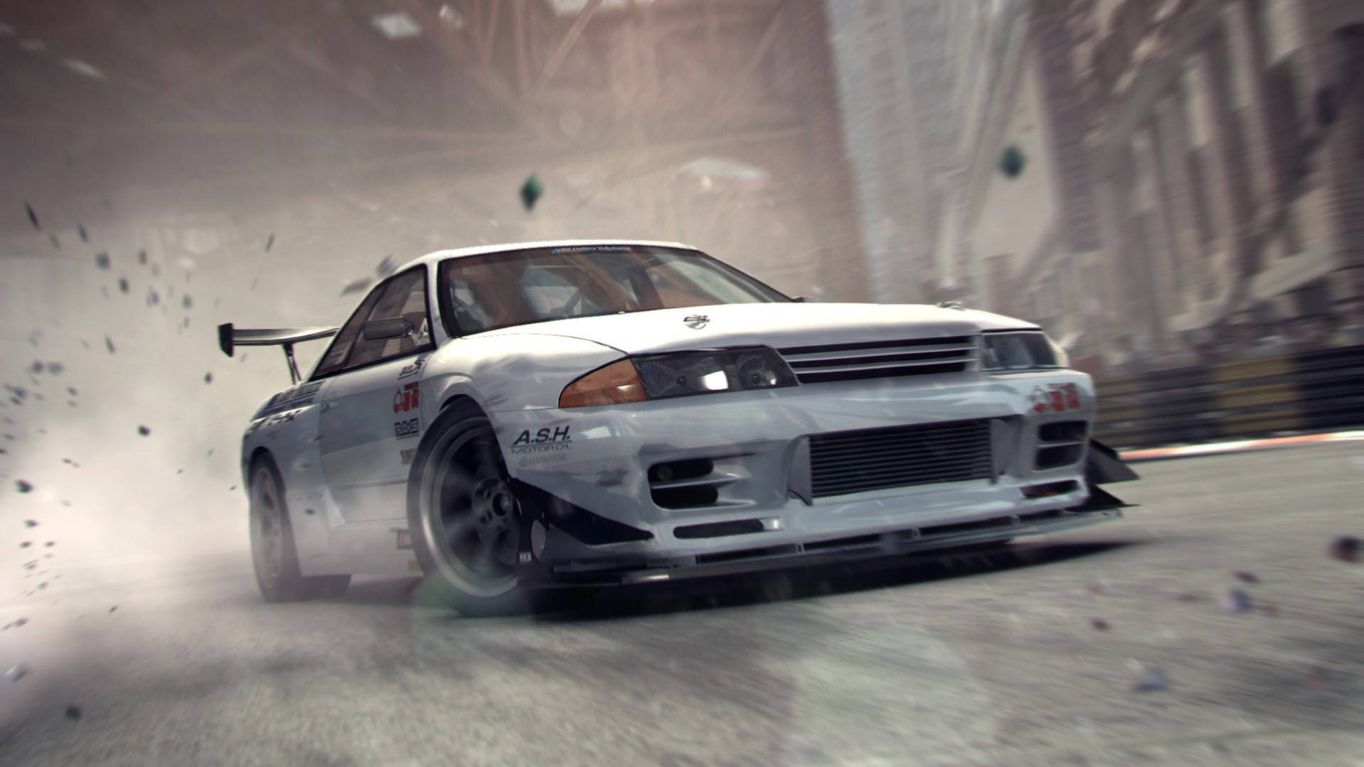 Grid 2, classic white race car, drift race car, Full HD Desktop Wallpaper