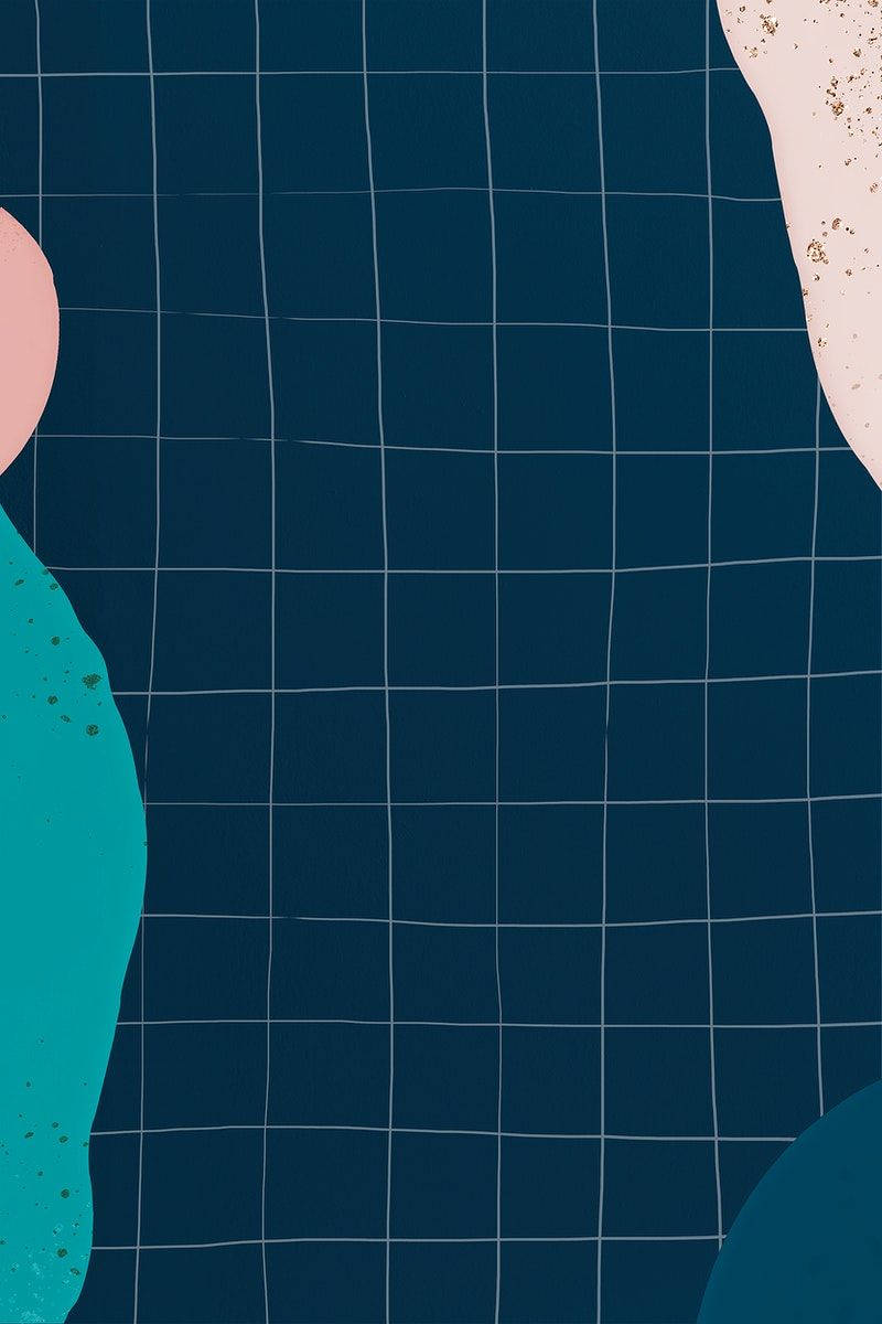 blue abstract shapes, navy grid, teal, SD Phone Wallpaper