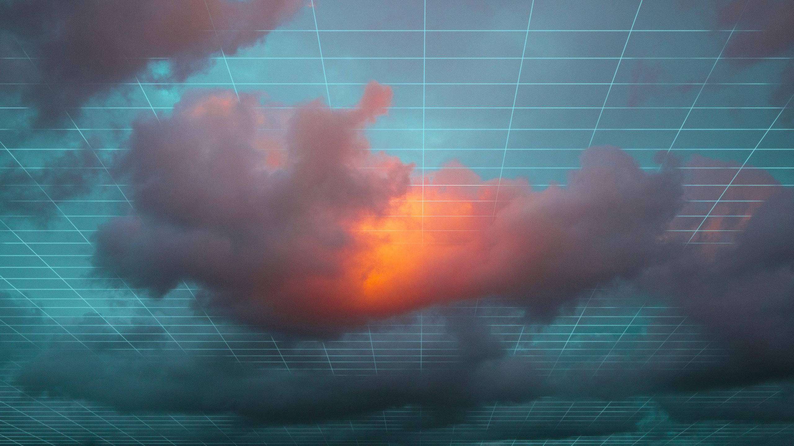 sunset, cloud, teal sky, 2K Desktop Wallpaper