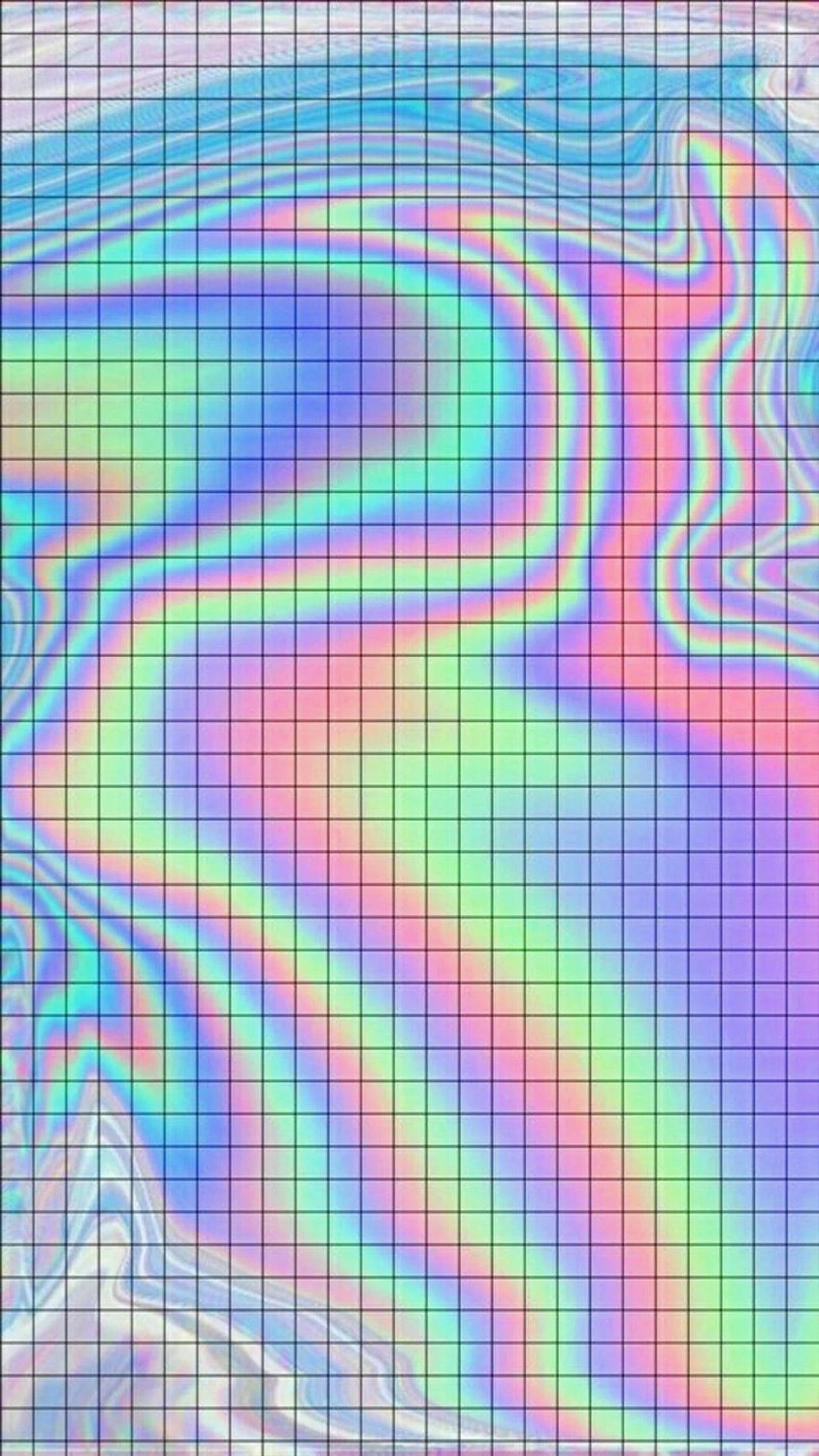 pearlescent design, black grid aesthetic, rainbow hues, Full HD Phone Wallpaper