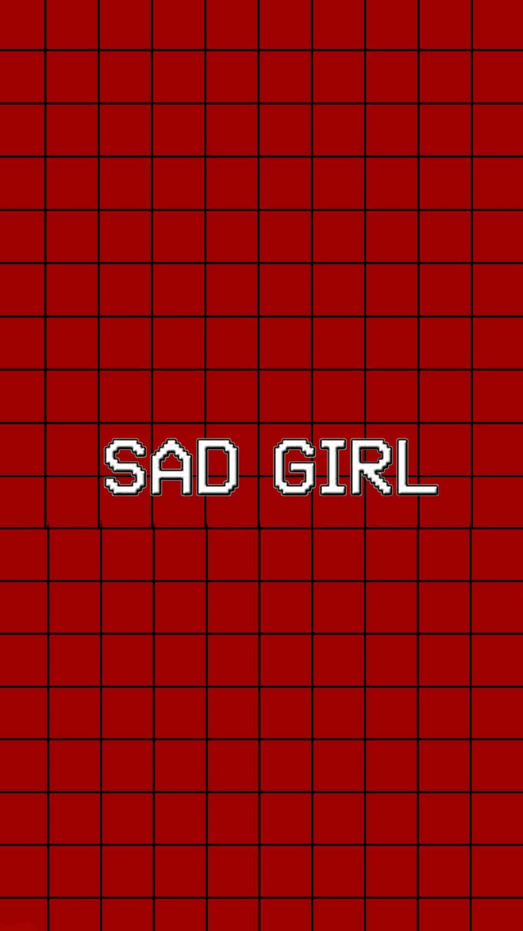red cute aesthetic, sad girl, pixelated text, Full HD Phone Wallpaper