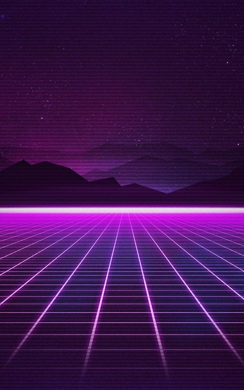 vaporwave, glowing purple grid, distant mountains, HD Phone Wallpaper
