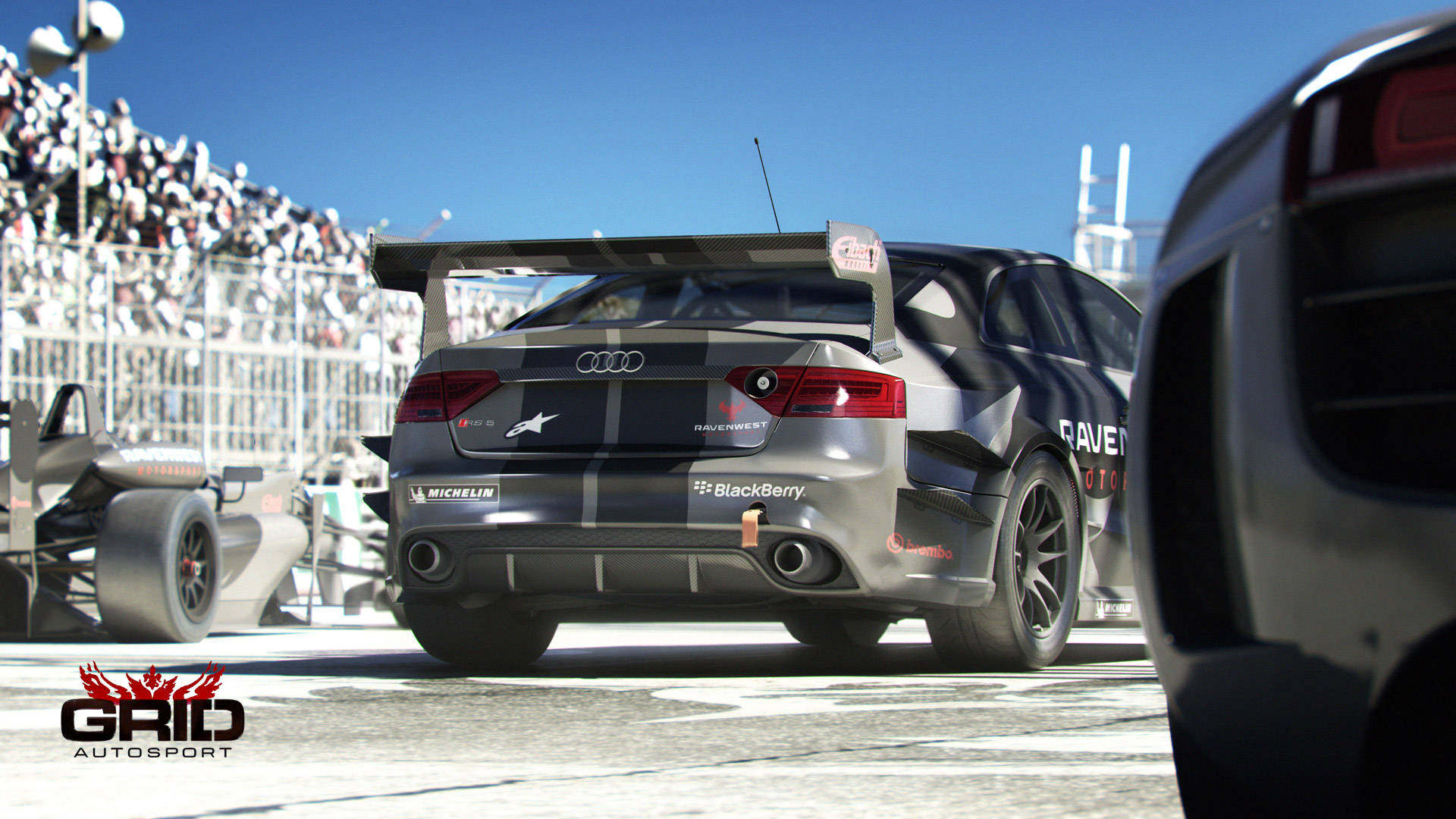 Grid Autosport, white race track, sleek silver race car, Full HD Desktop Wallpaper