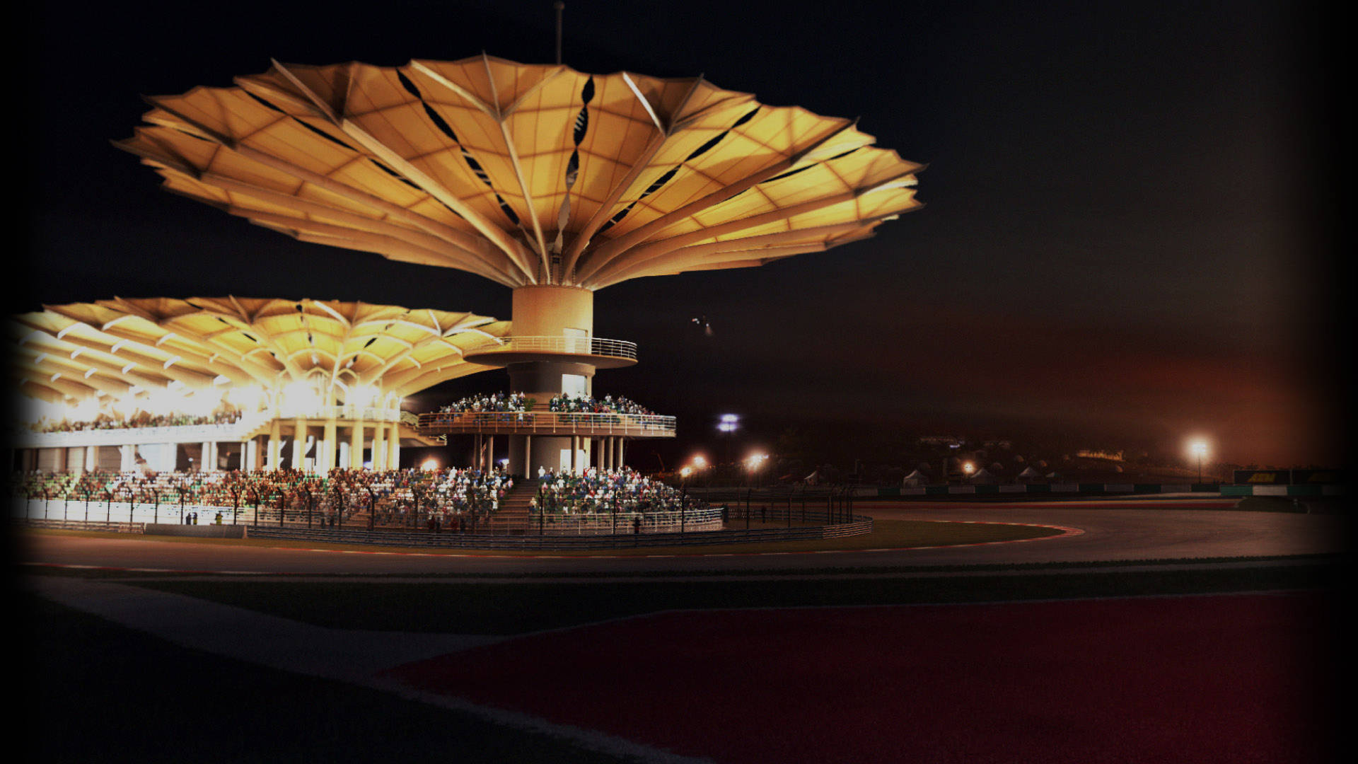 Grid Autosport, Night Race, golden umbrella-like roof, Full HD Desktop Wallpaper