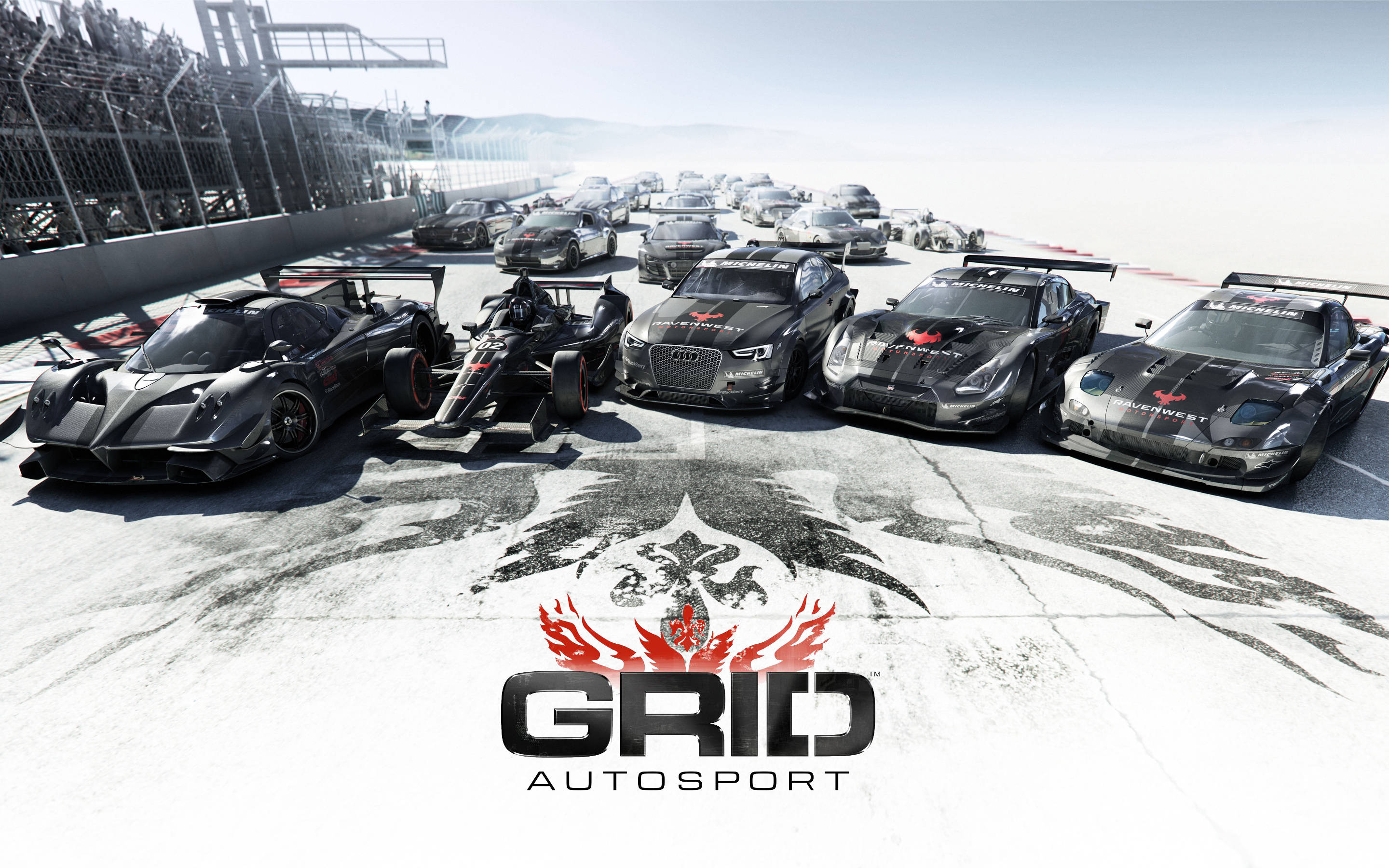 Grid Autosport, racing cars, sunlit track, 2K Desktop Wallpaper