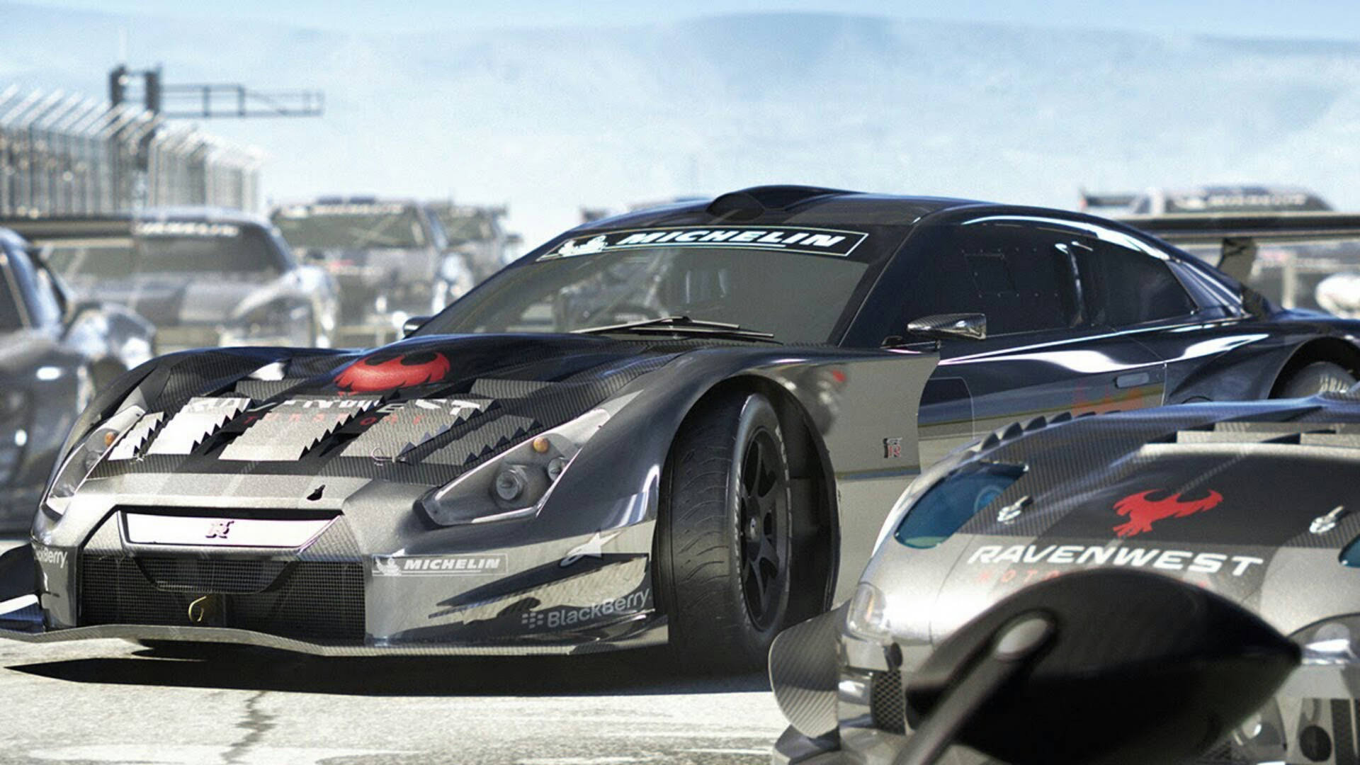 Grid Autosport, sleek black race car, red accents, Full HD Desktop Wallpaper
