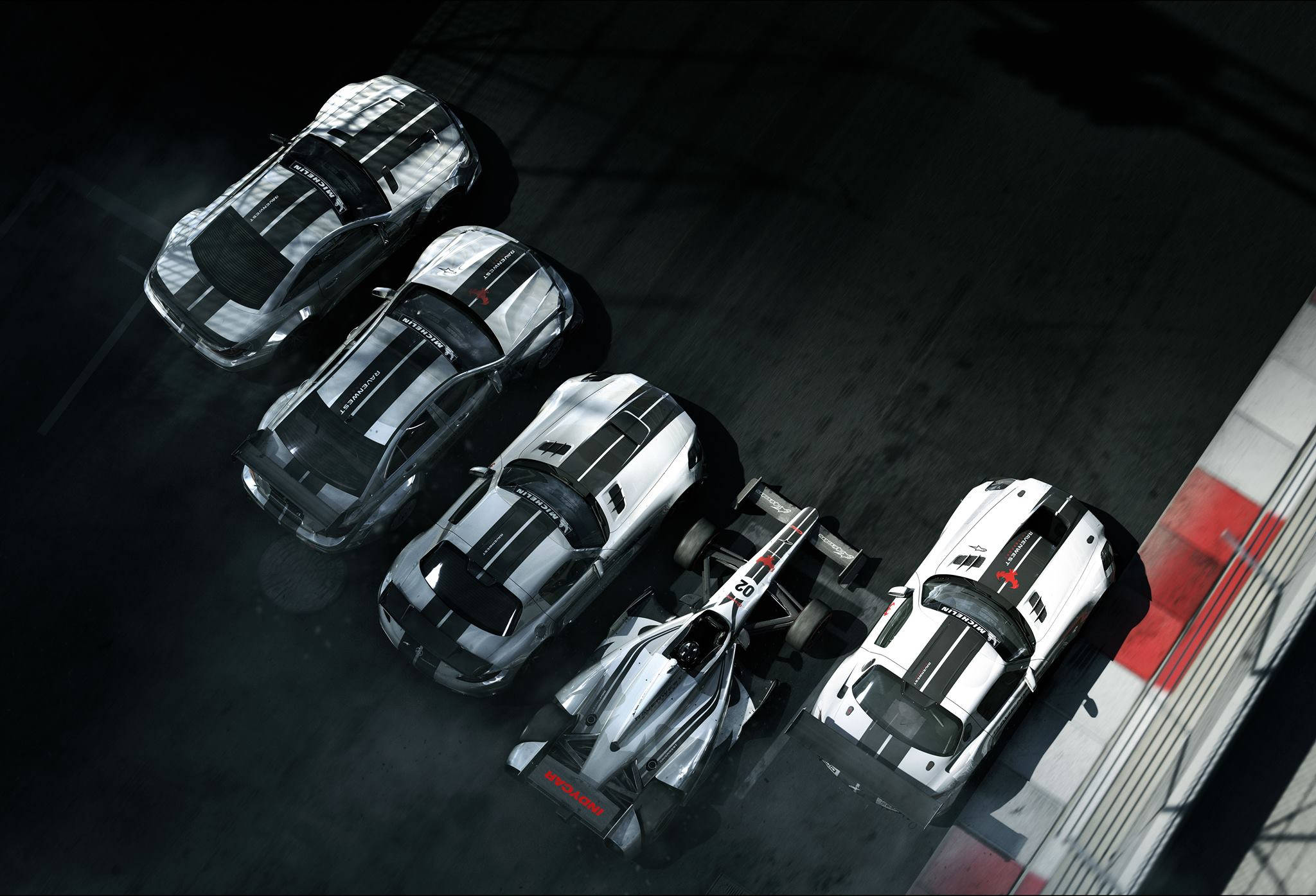 Grid 2, white cars, aerial view, Full HD Desktop Wallpaper