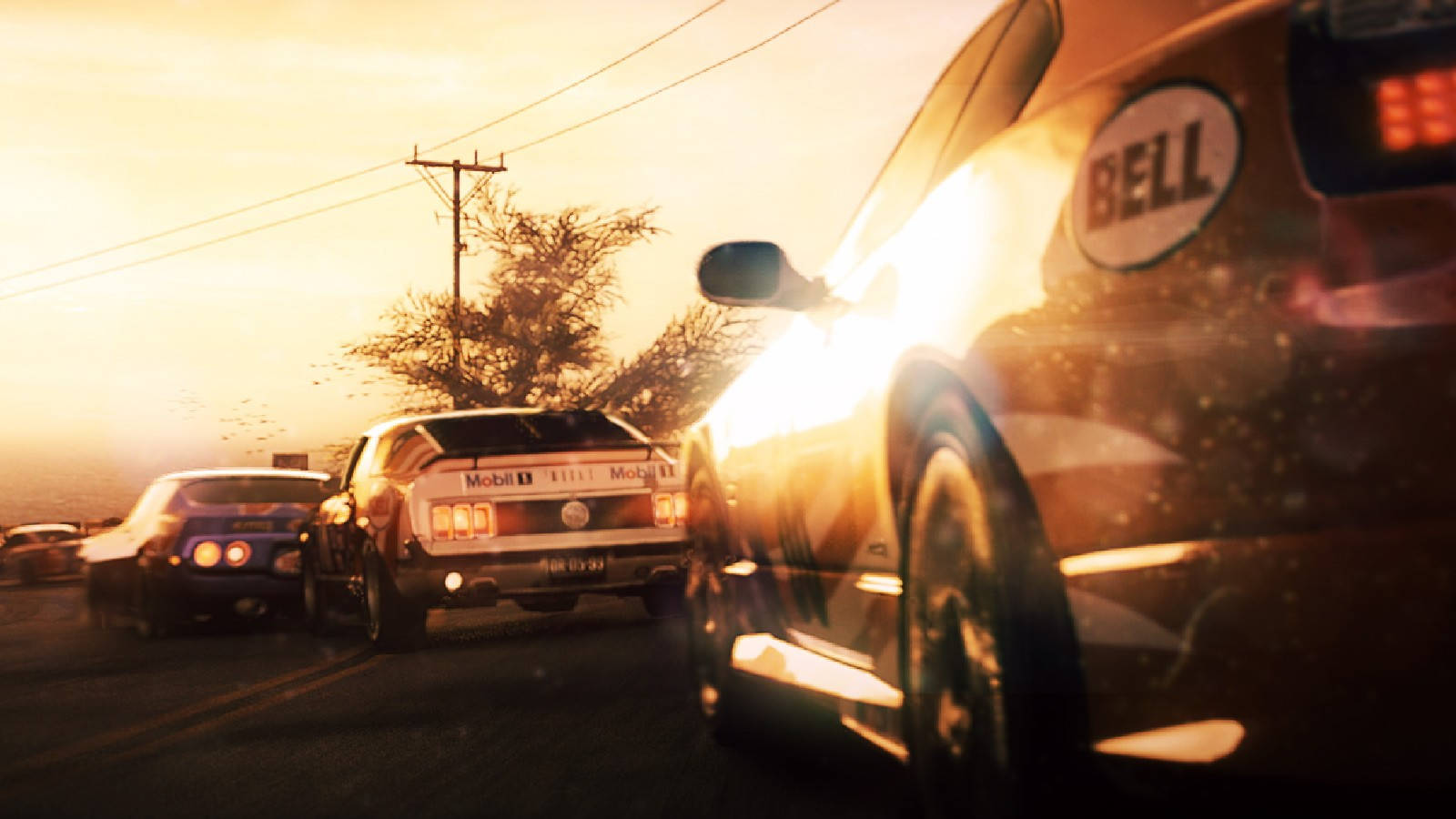 Grid 2, sunset setting, dusty road, HD Desktop Wallpaper