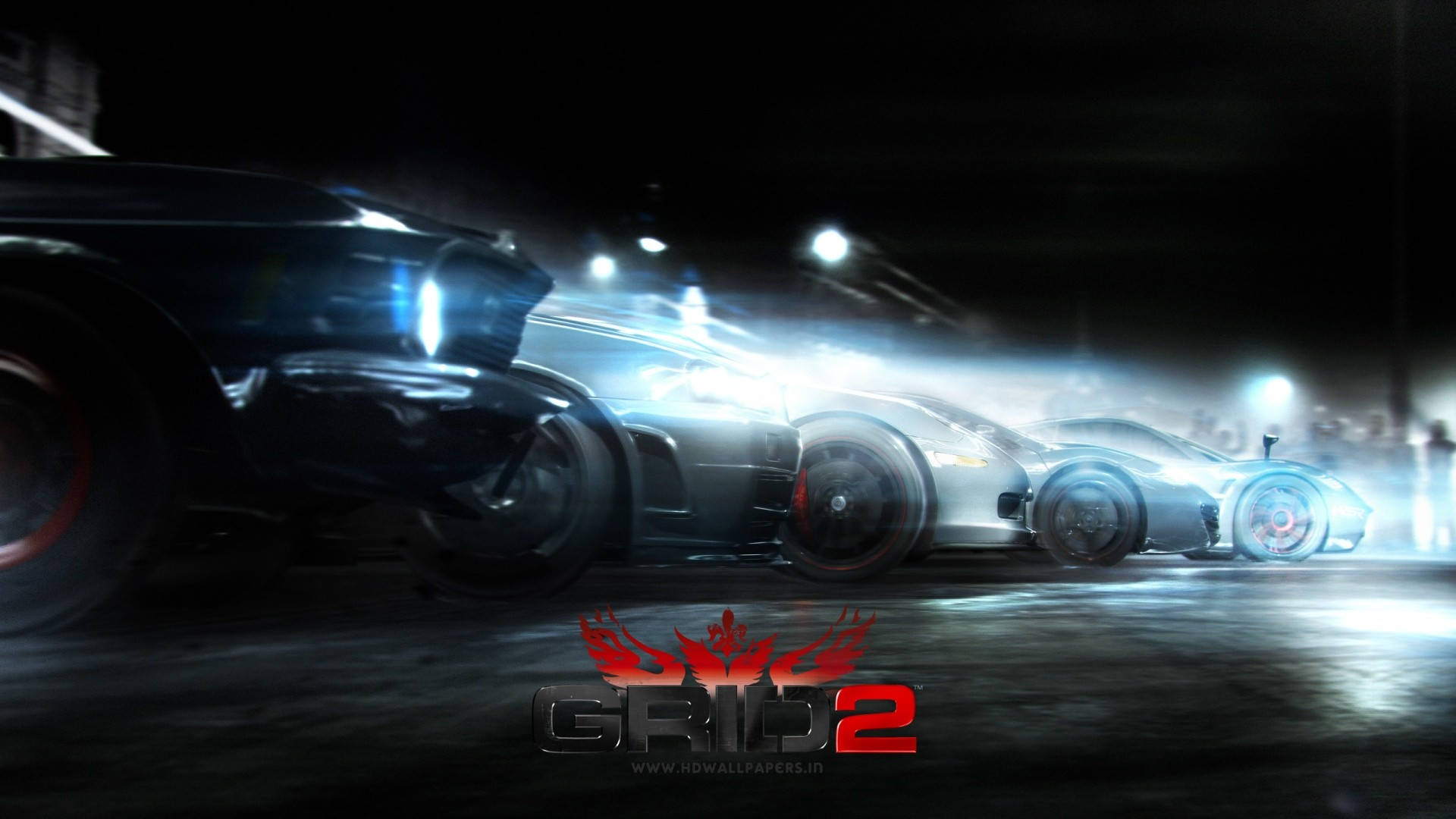 Grid 2, racing cars, dark urban night, Full HD Desktop Wallpaper