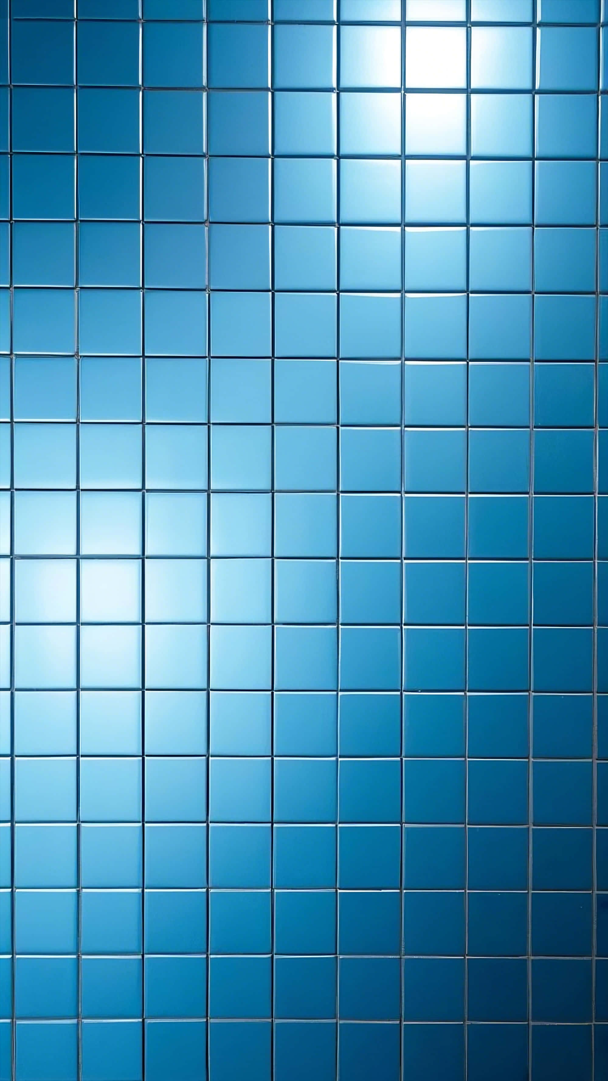 soft blue reflective square tiles, glossy blue square tiles, cool gradient from bright to deep blue, 2K Phone Wallpaper