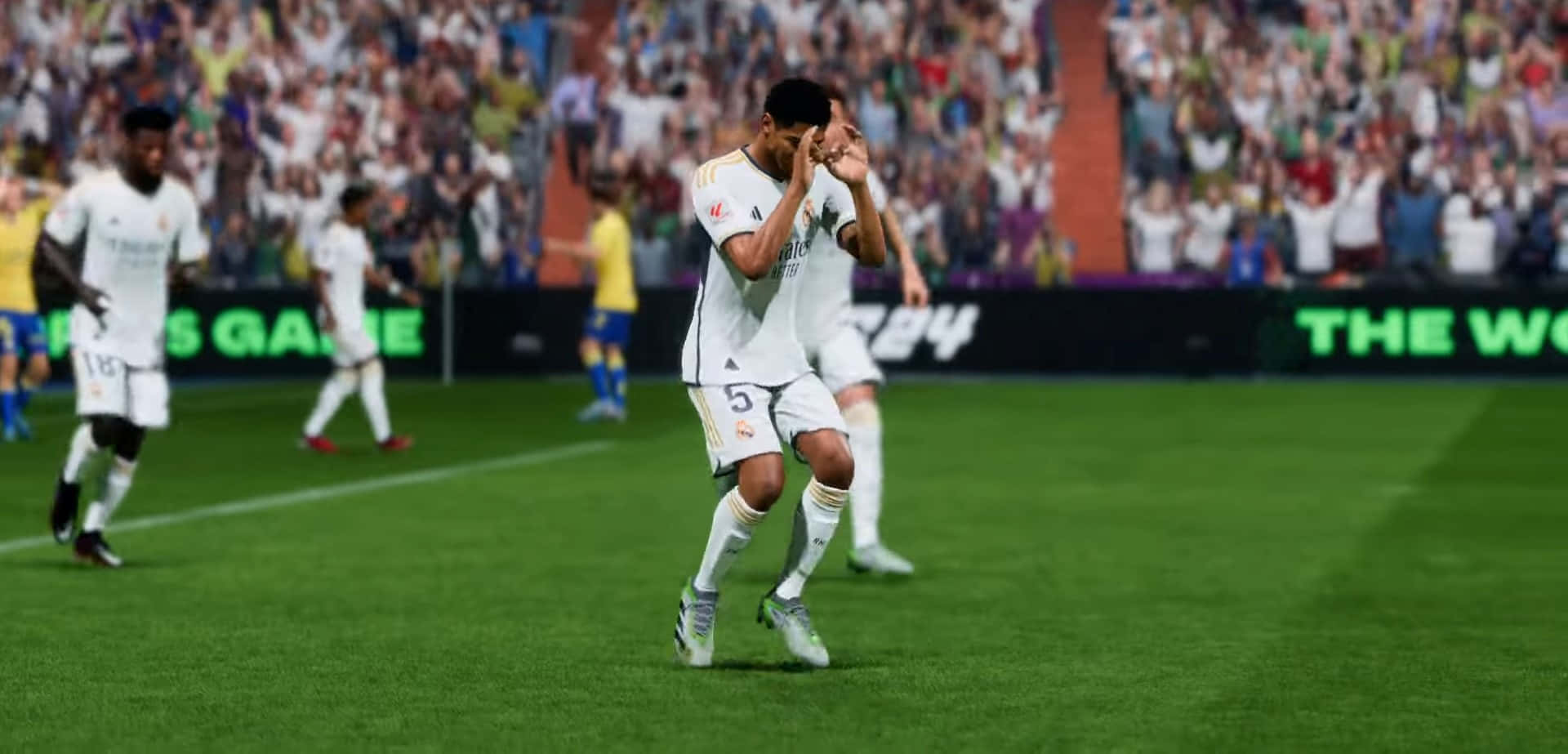 Griddy, white jersey, vibrant green pitch, Full HD Desktop Wallpaper