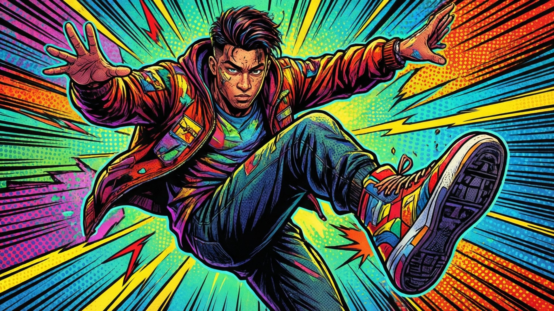 Comic Pop Griddy, pop art comic style, Griddy dance, Full HD Desktop Wallpaper