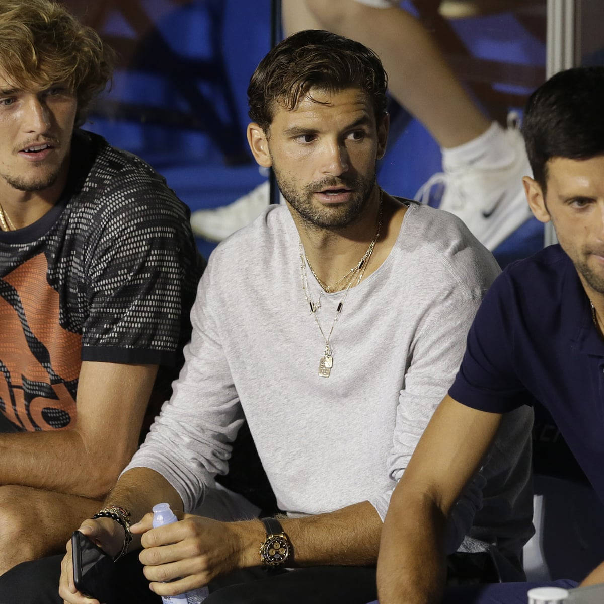 Grigor Dimitrov, tennis players, bench, SD Desktop Wallpaper