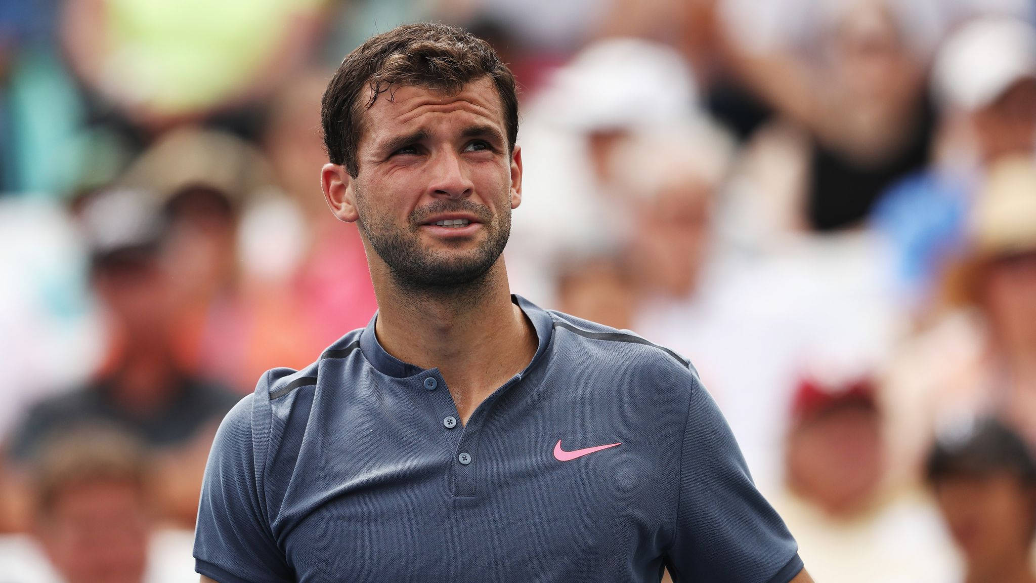 Grigor Dimitrov, blue Nike shirt, tennis player, Full HD Desktop Wallpaper