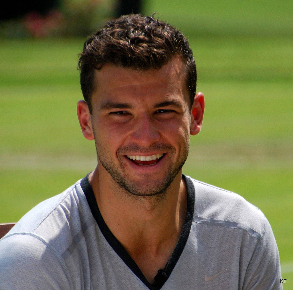 Grigor Dimitrov, curly dark hair, stubble, SD Desktop Wallpaper