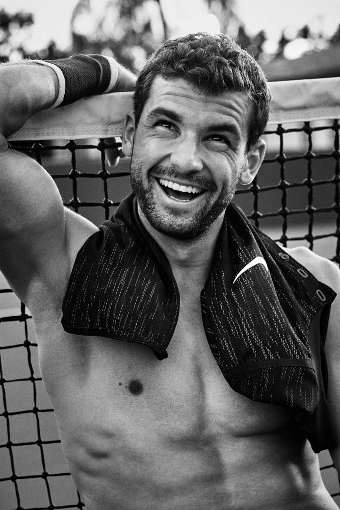 Grigor Dimitrov, tennis net, towel, SD Phone Wallpaper
