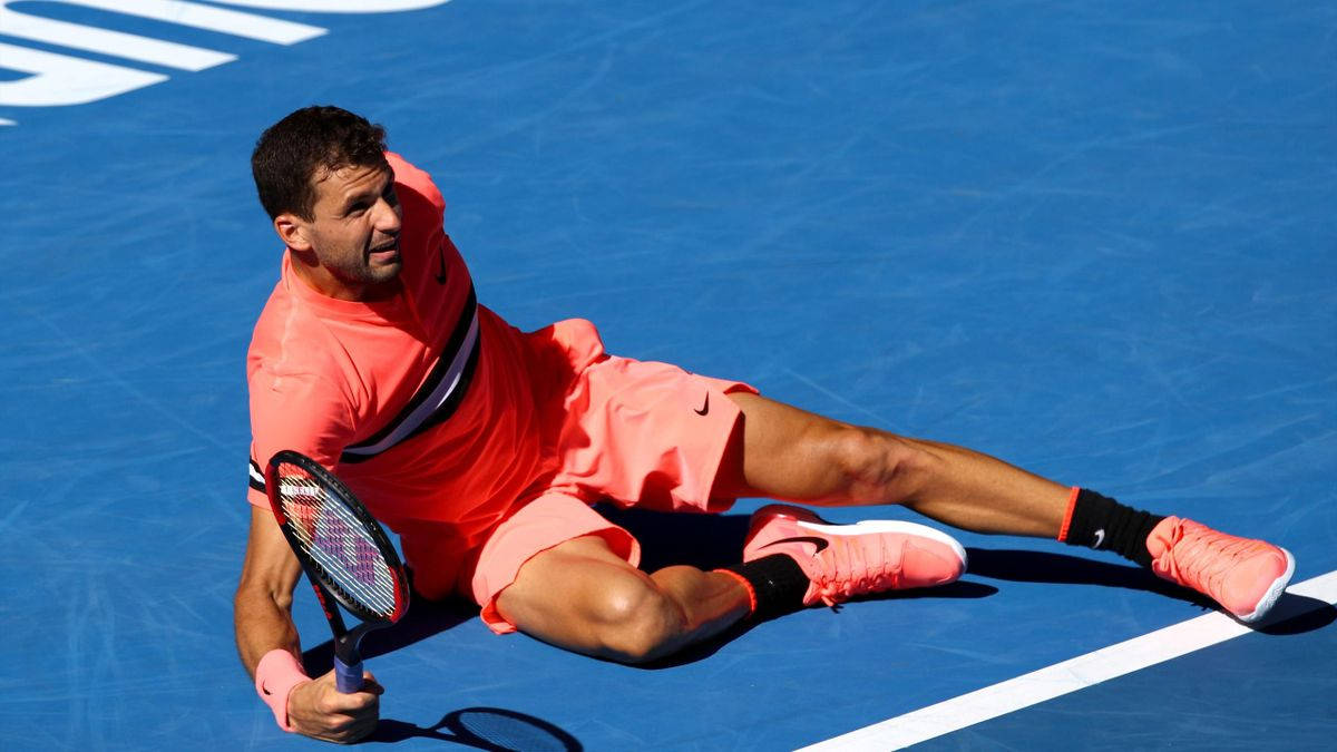 Grigor Dimitrov, neon tennis outfit, coral gear, SD Desktop Wallpaper