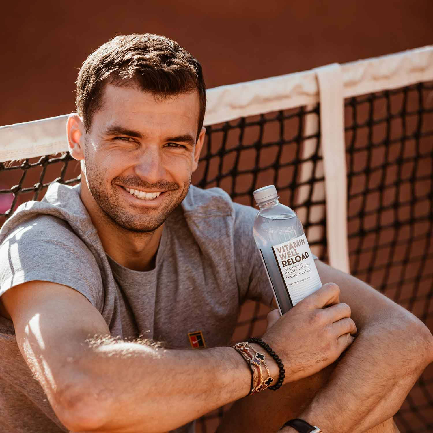 Grigor Dimitrov, grey hoodie, tennis net, HD Desktop Wallpaper