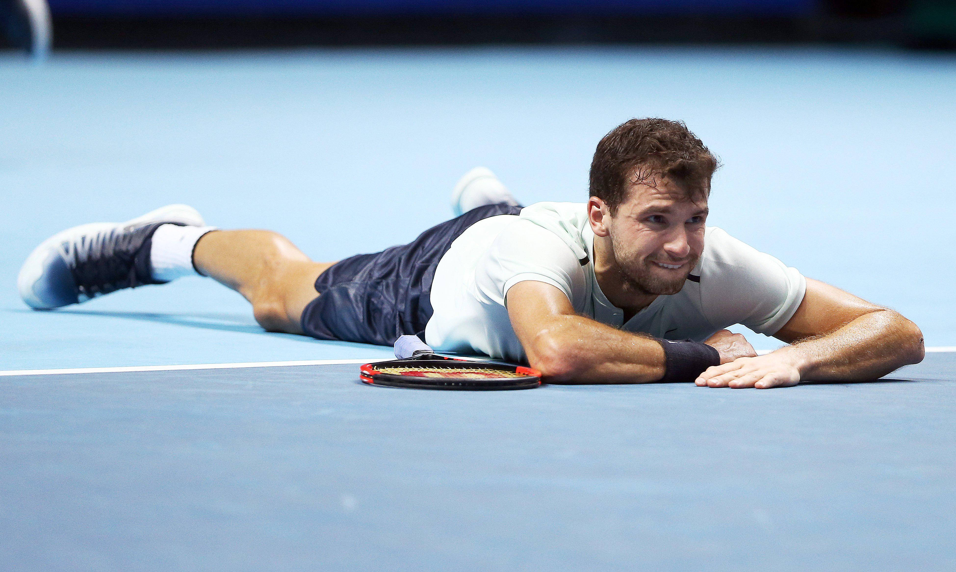 Grigor Dimitrov, tennis court, blue court, 4K Desktop Wallpaper