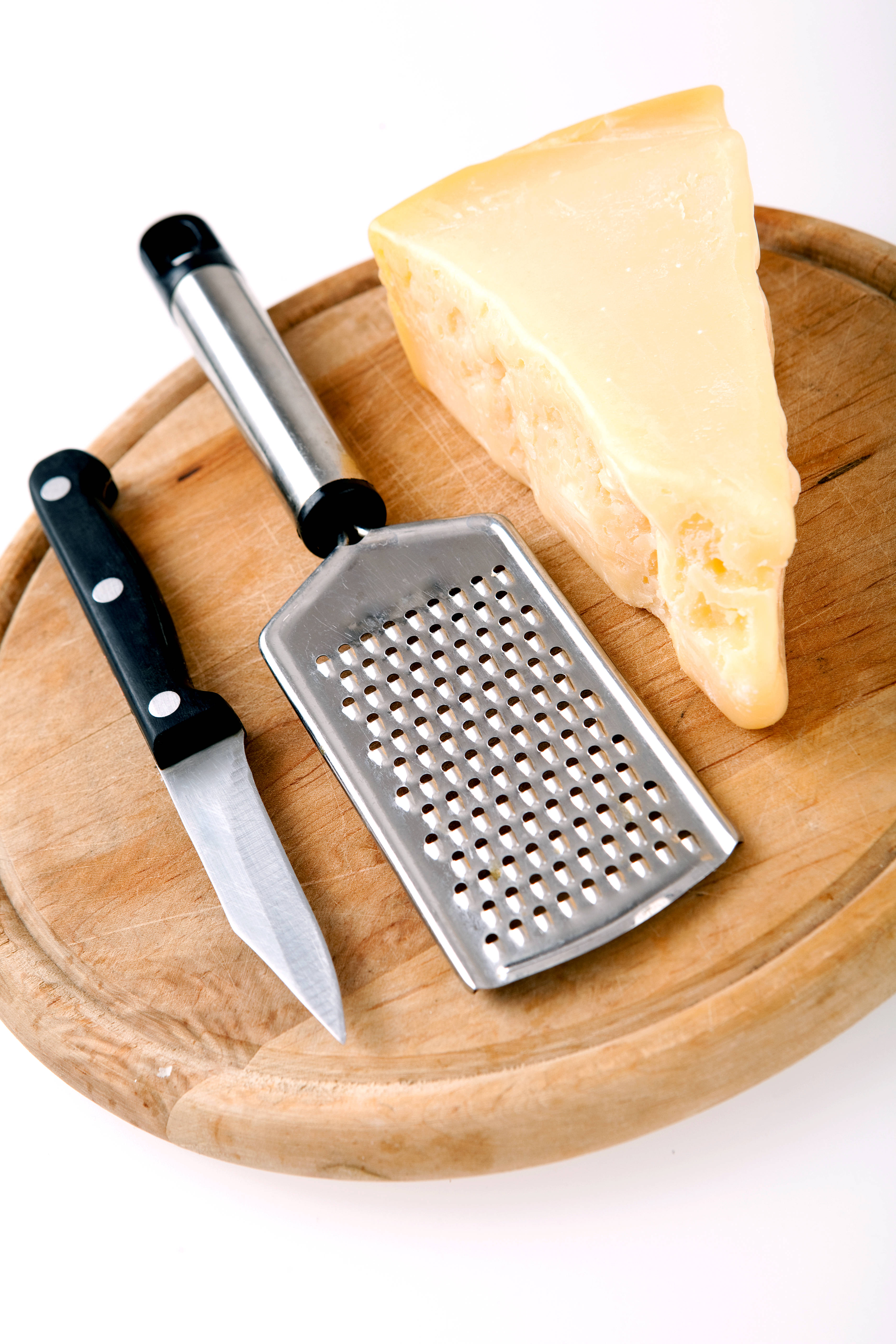 hard cheese, metal grater, small knife, 5K Phone Wallpaper