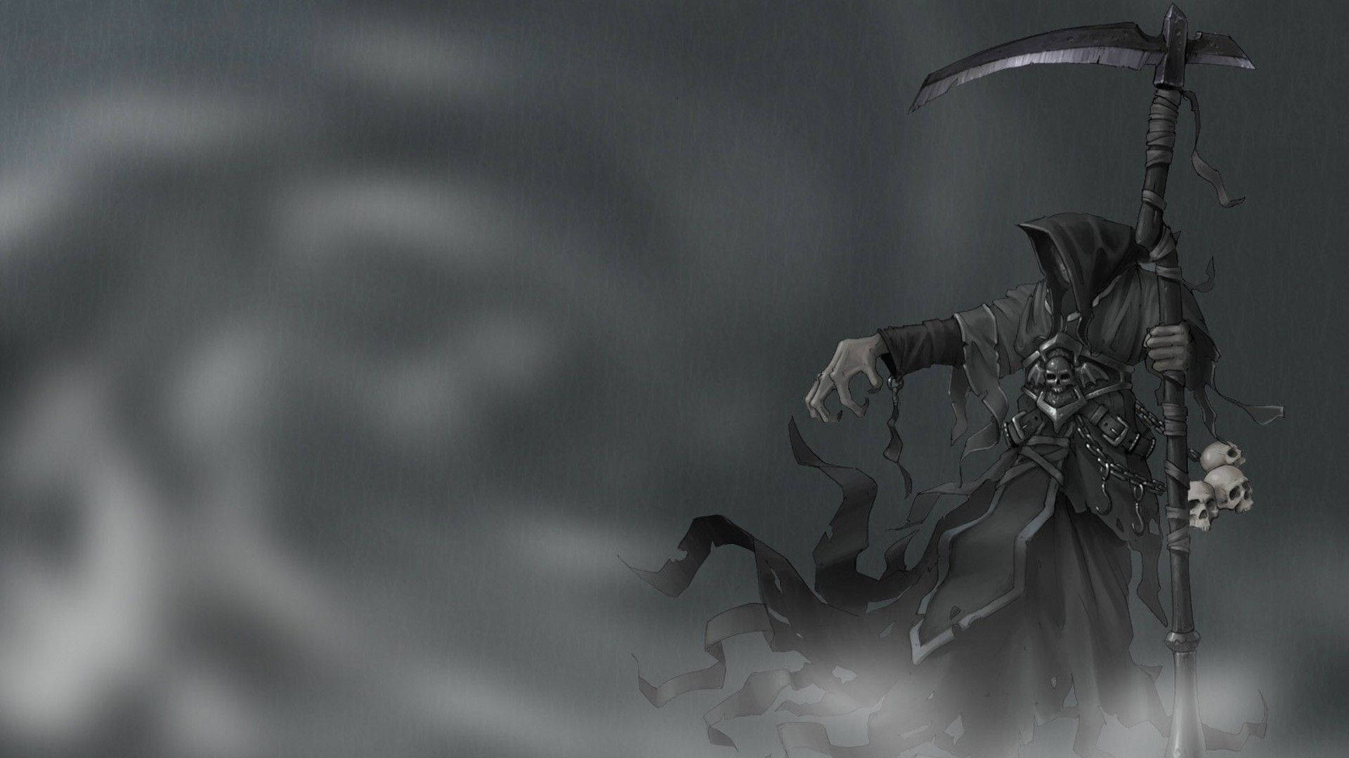 Grim Reaper, dark robes, scythe, Full HD Desktop Wallpaper
