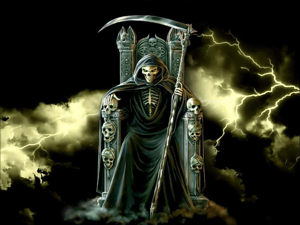 Grim Reaper, stormy sky, lightning, SD Desktop Wallpaper