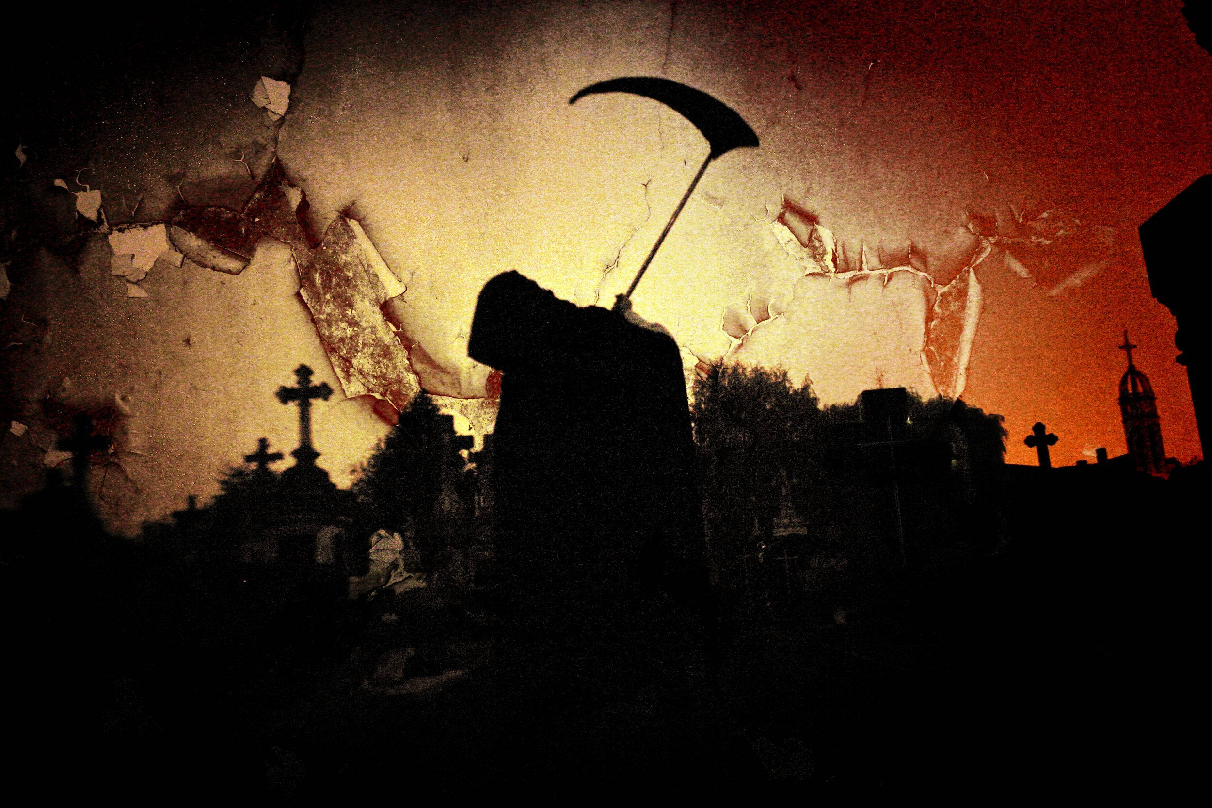 Grim Reaper, scythe, cemetery, Full HD Desktop Wallpaper