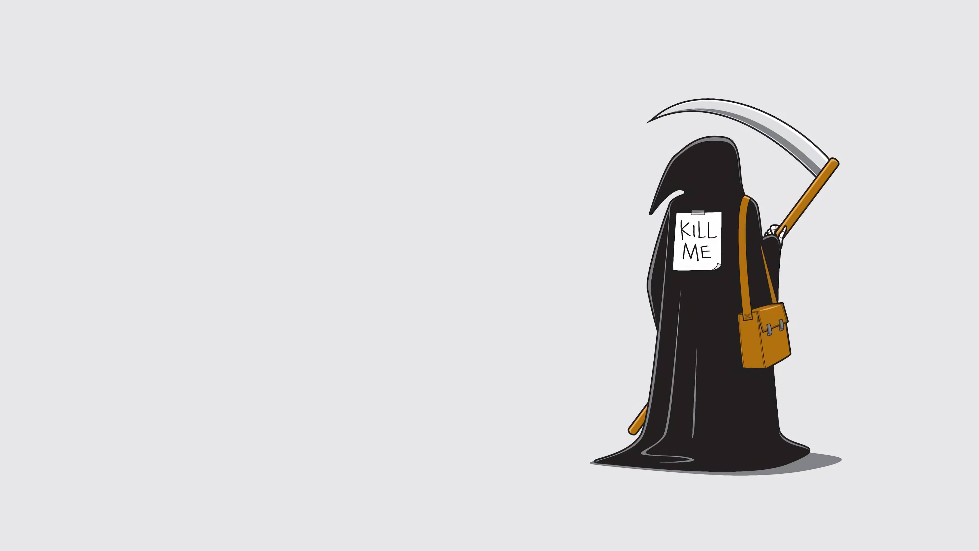 Grim Reaper, scythe, yellow bag, 4K Desktop Wallpaper