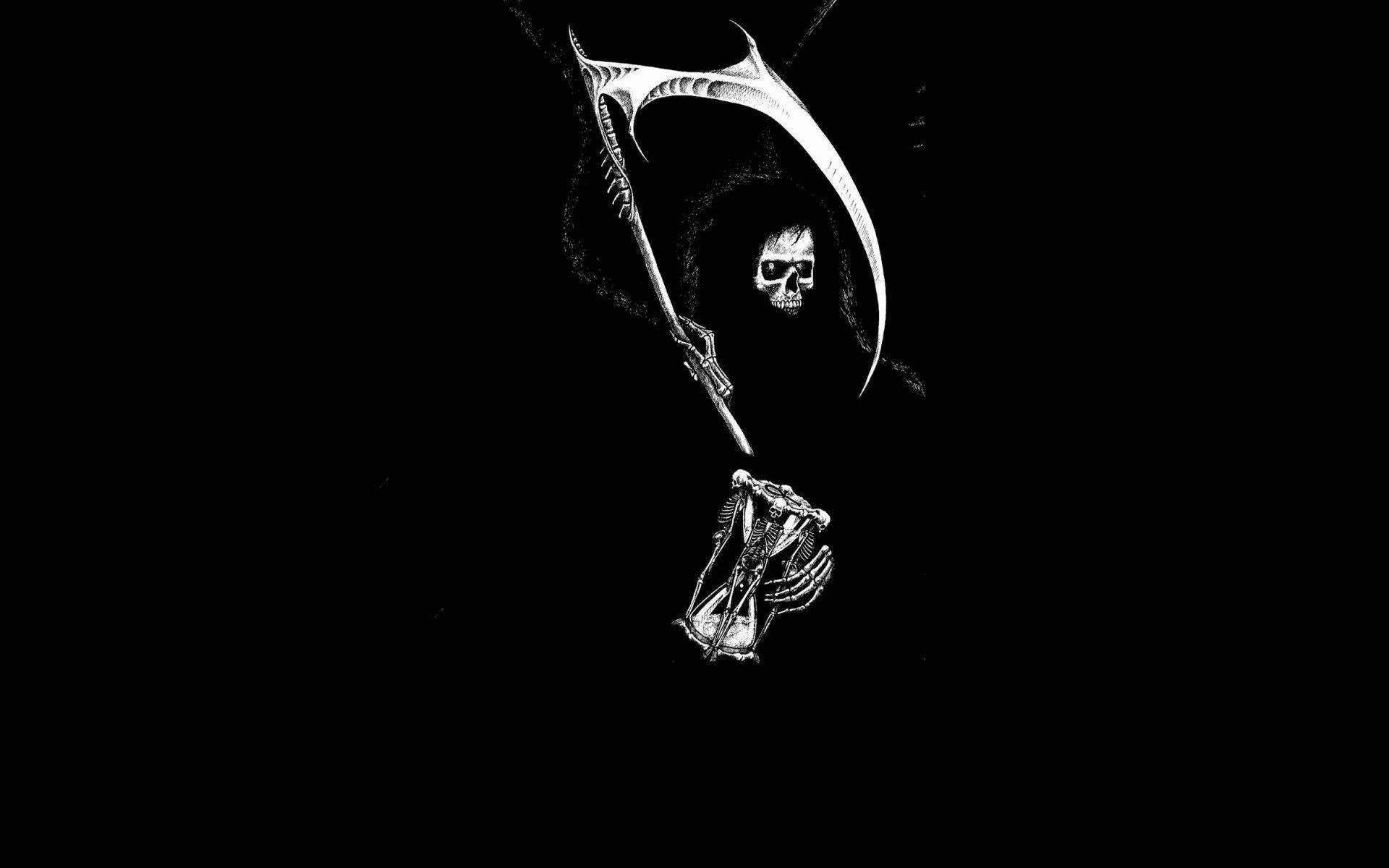 Grim Reaper, scythe, hourglass, Full HD Desktop Wallpaper