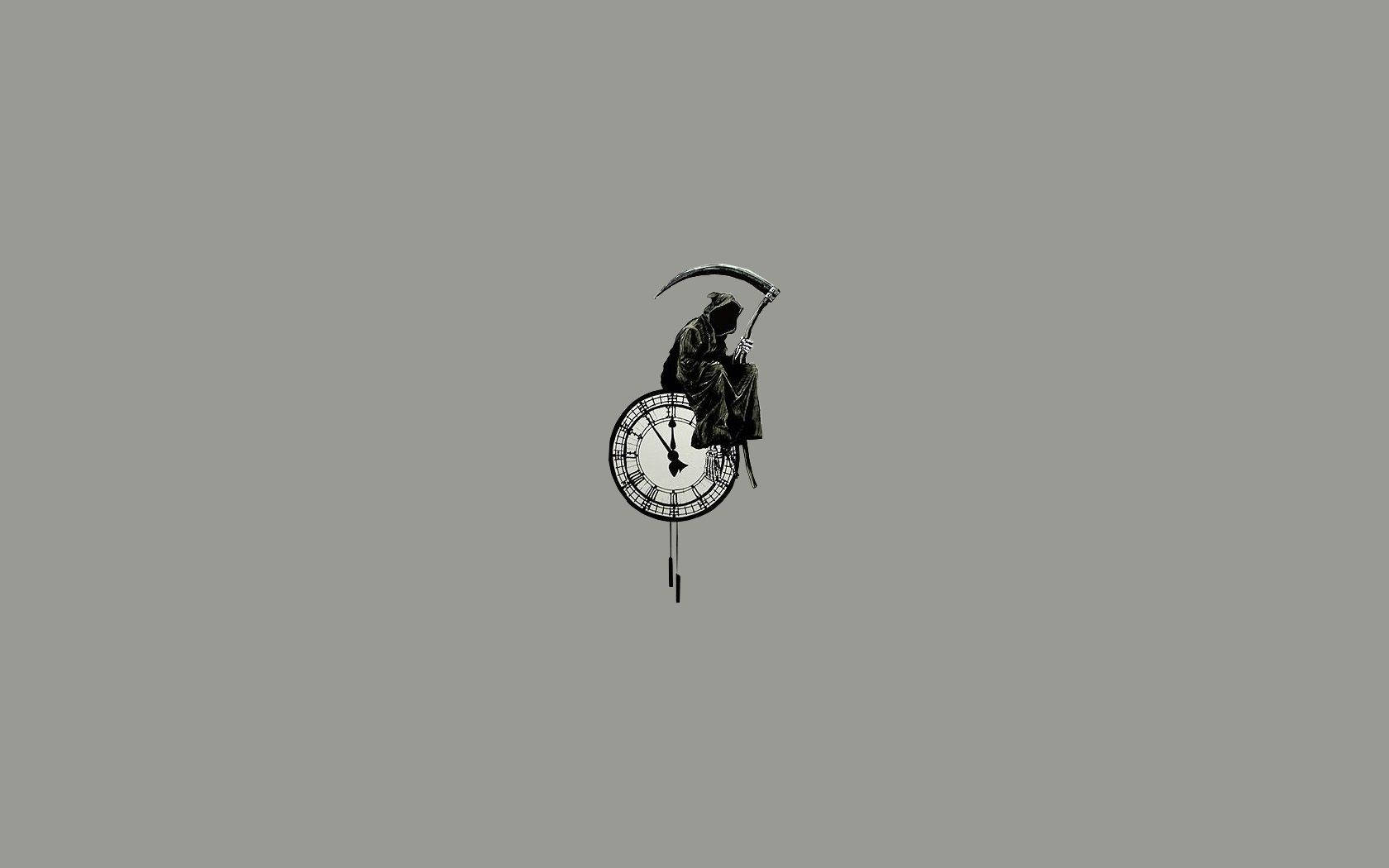 Grim Reaper, pendulum clock, black silhouette, HD Desktop Wallpaper