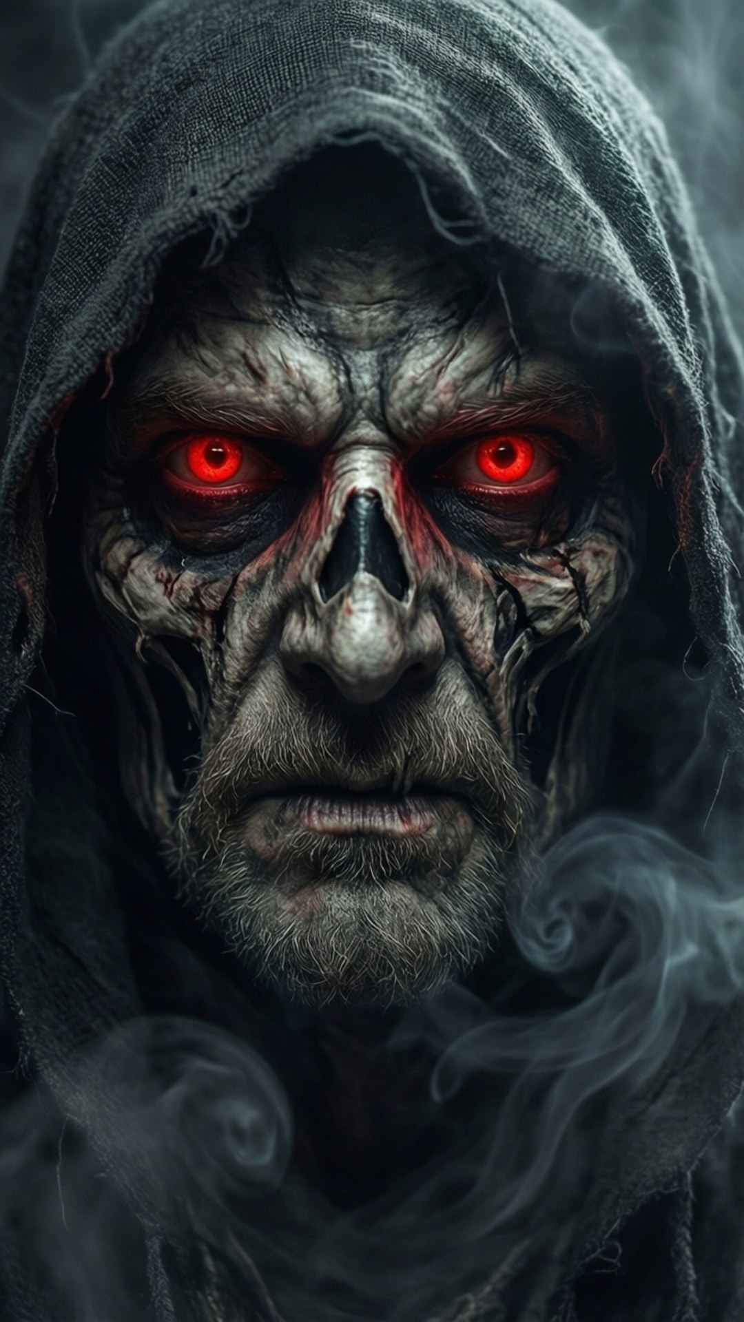 Grim Reaper, glowing red eyes, tattered hood, Full HD Phone Wallpaper