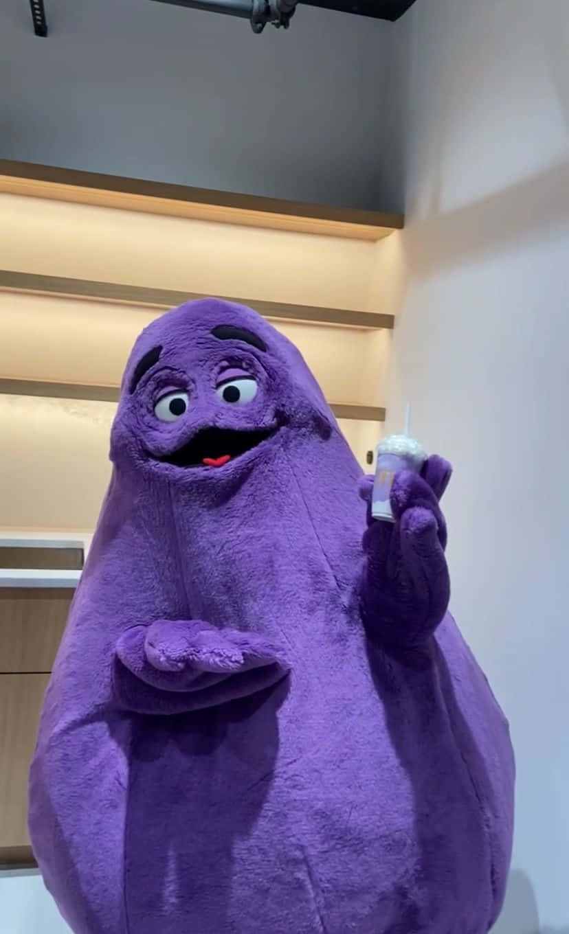 purple mascot, big eyes, smile, HD Phone Wallpaper