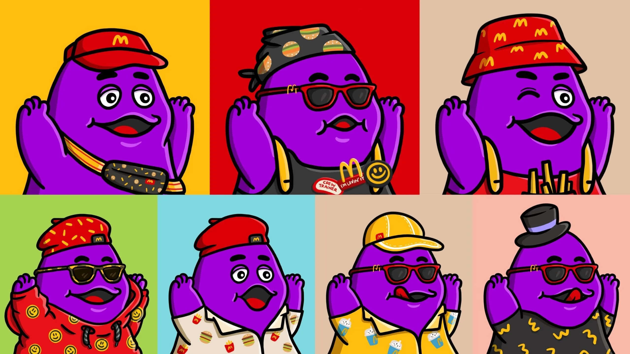 Grimace, purple, cartoon characters, 2K Desktop Wallpaper