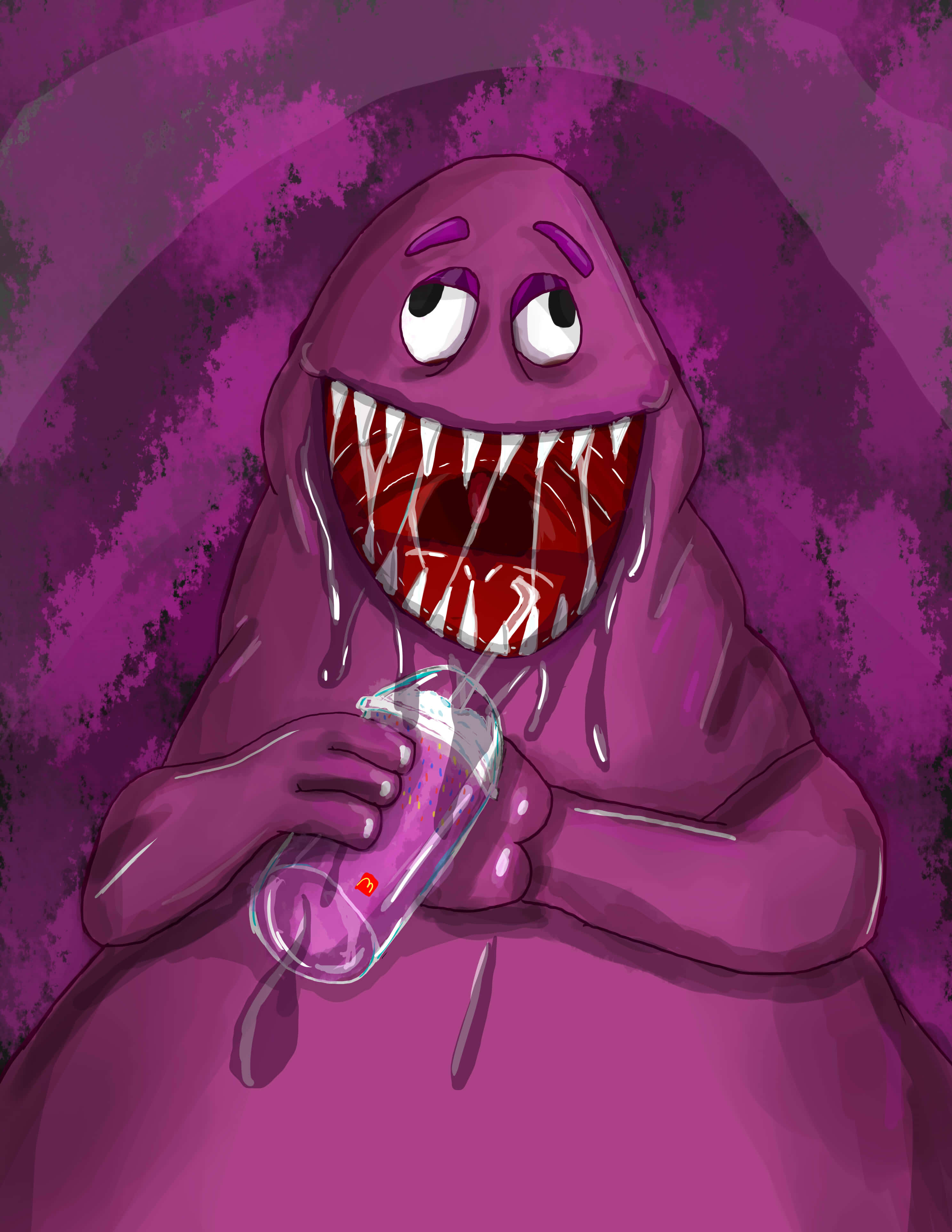 Grimace, purple, sharp teeth, 4K Phone Wallpaper