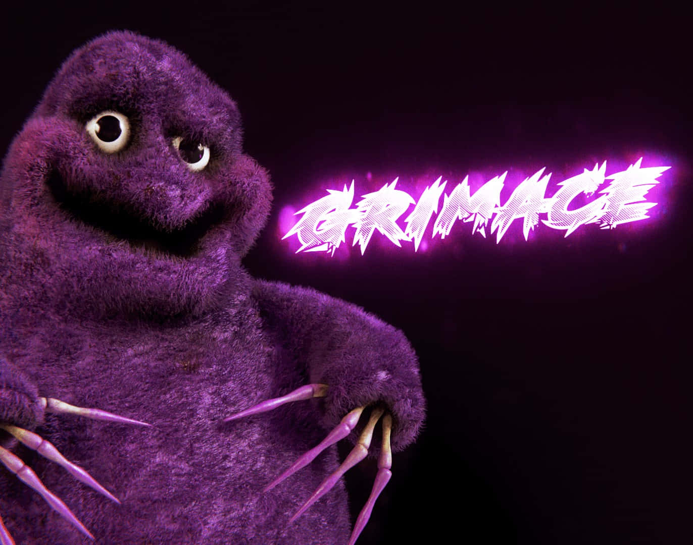 Grimace, purple furry monster, neon pink BRIMACE logo, HD Desktop Wallpaper