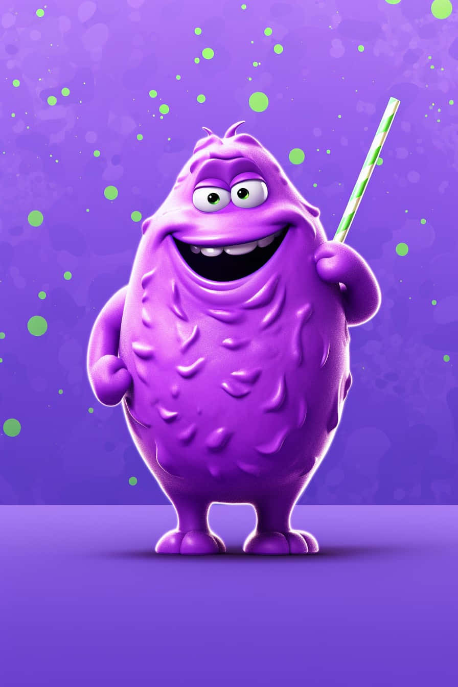 Grimace, purple animated character, wide grin, HD Phone Wallpaper