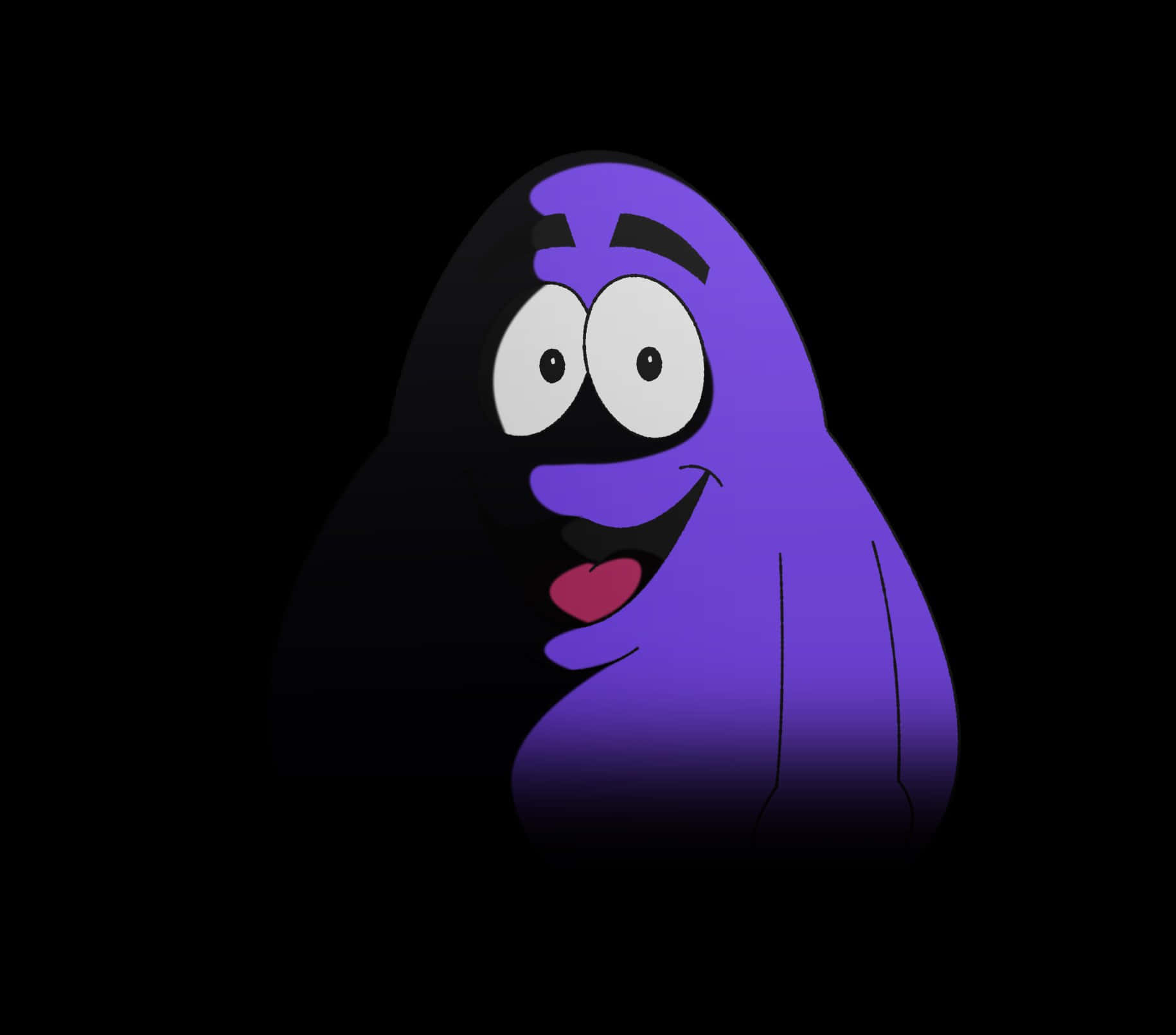 purple character, grimacing, black background, HD Desktop Wallpaper