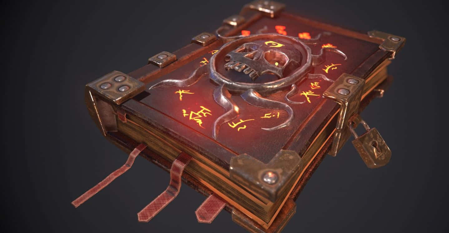 Grimoire, ancient tome, ornate metal clasps, HD Desktop Wallpaper