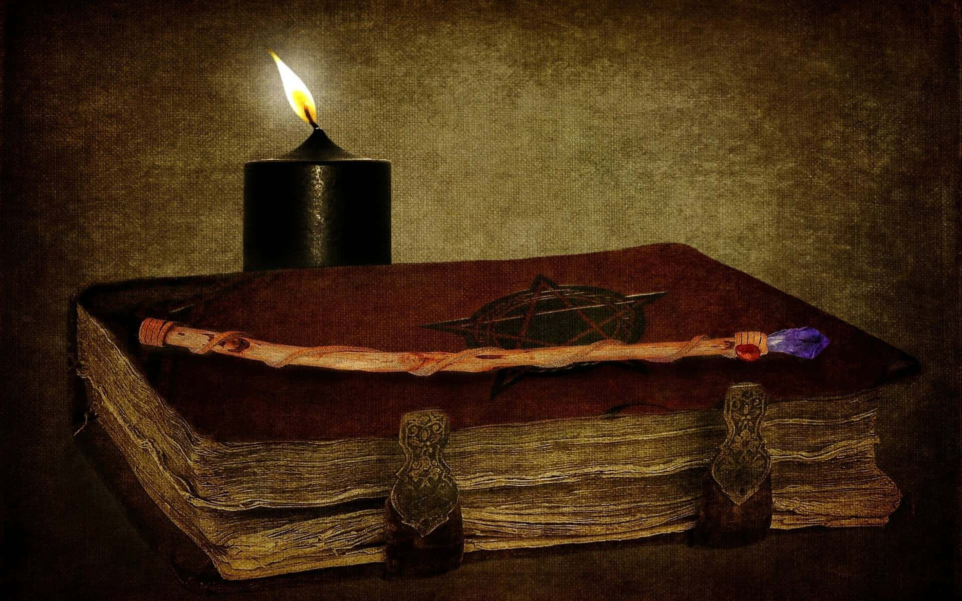 Grimoire, ancient book, pentagram, Full HD Desktop Wallpaper