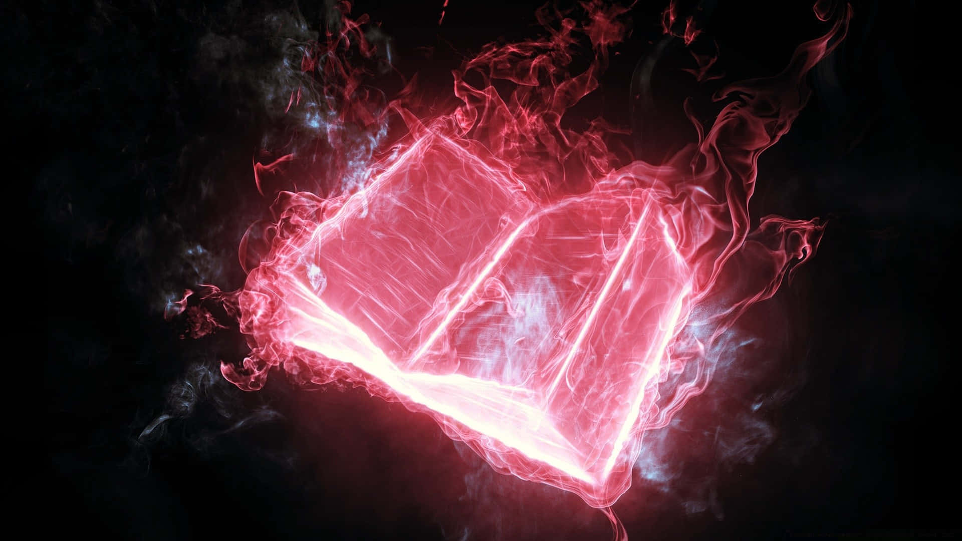 Grimoire, glowing red book, swirling fiery energy, Full HD Desktop Wallpaper