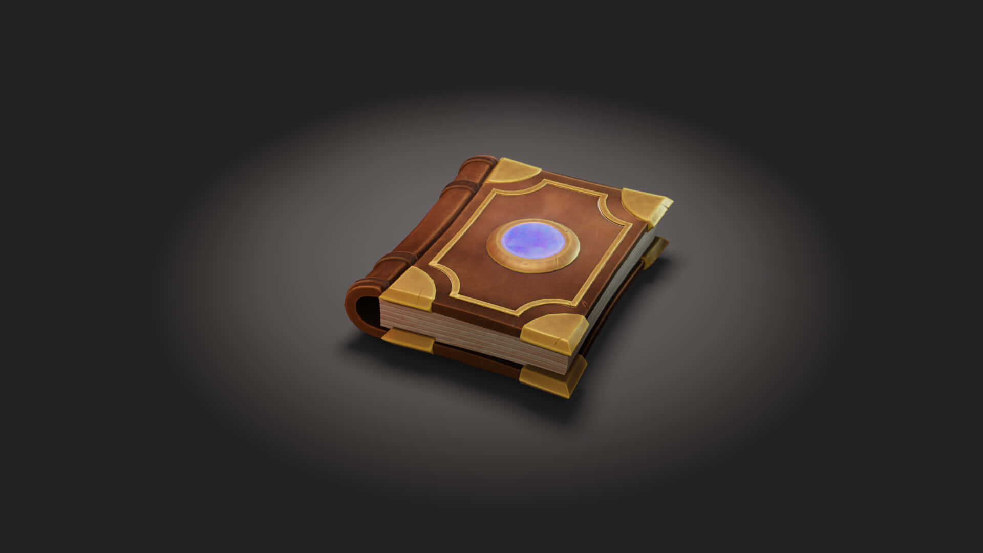 Grimoire, leather-bound book, glowing blue orb center, Full HD Desktop Wallpaper