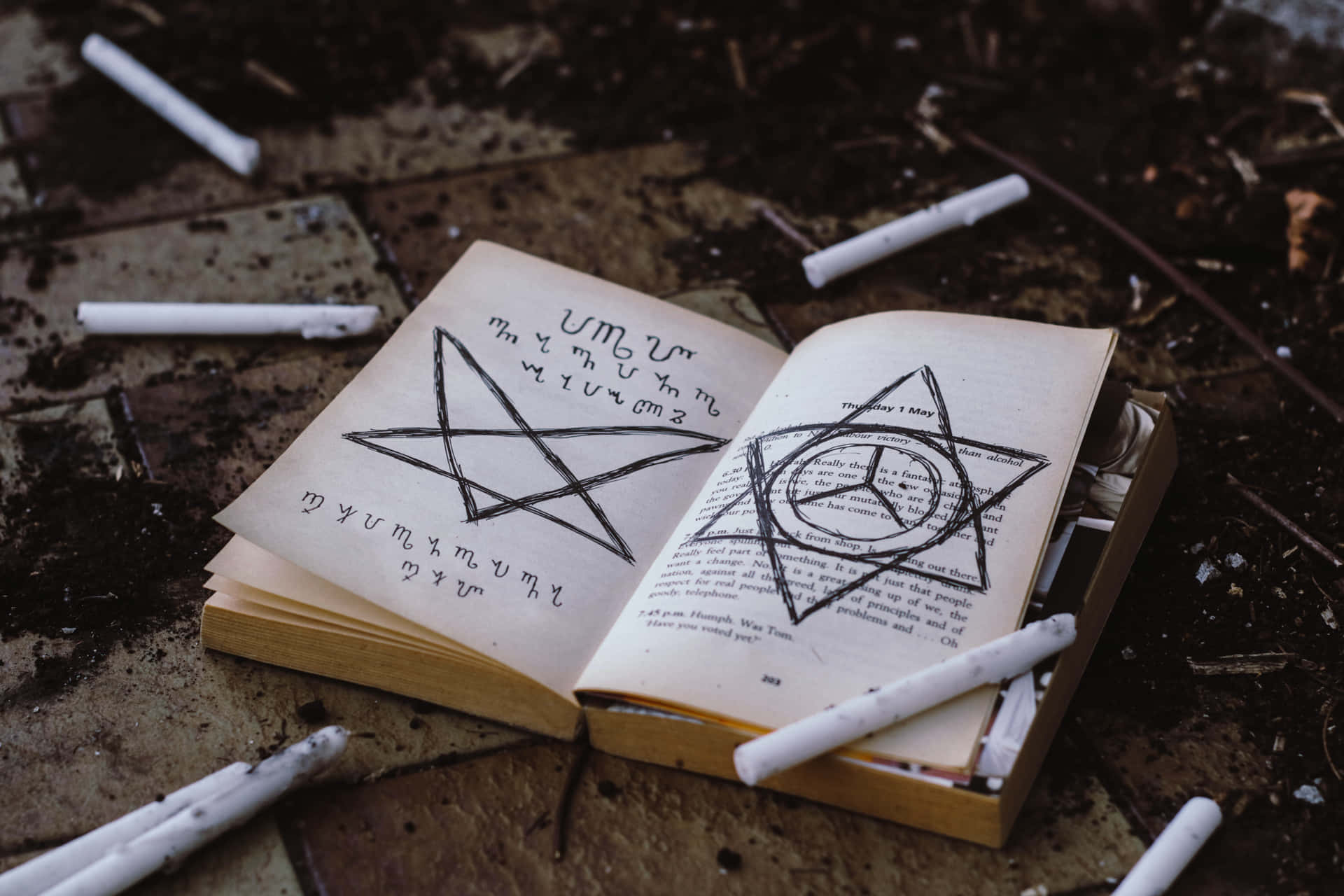 Grimoire, antique grimoire book, vintage table, Full HD Desktop Wallpaper