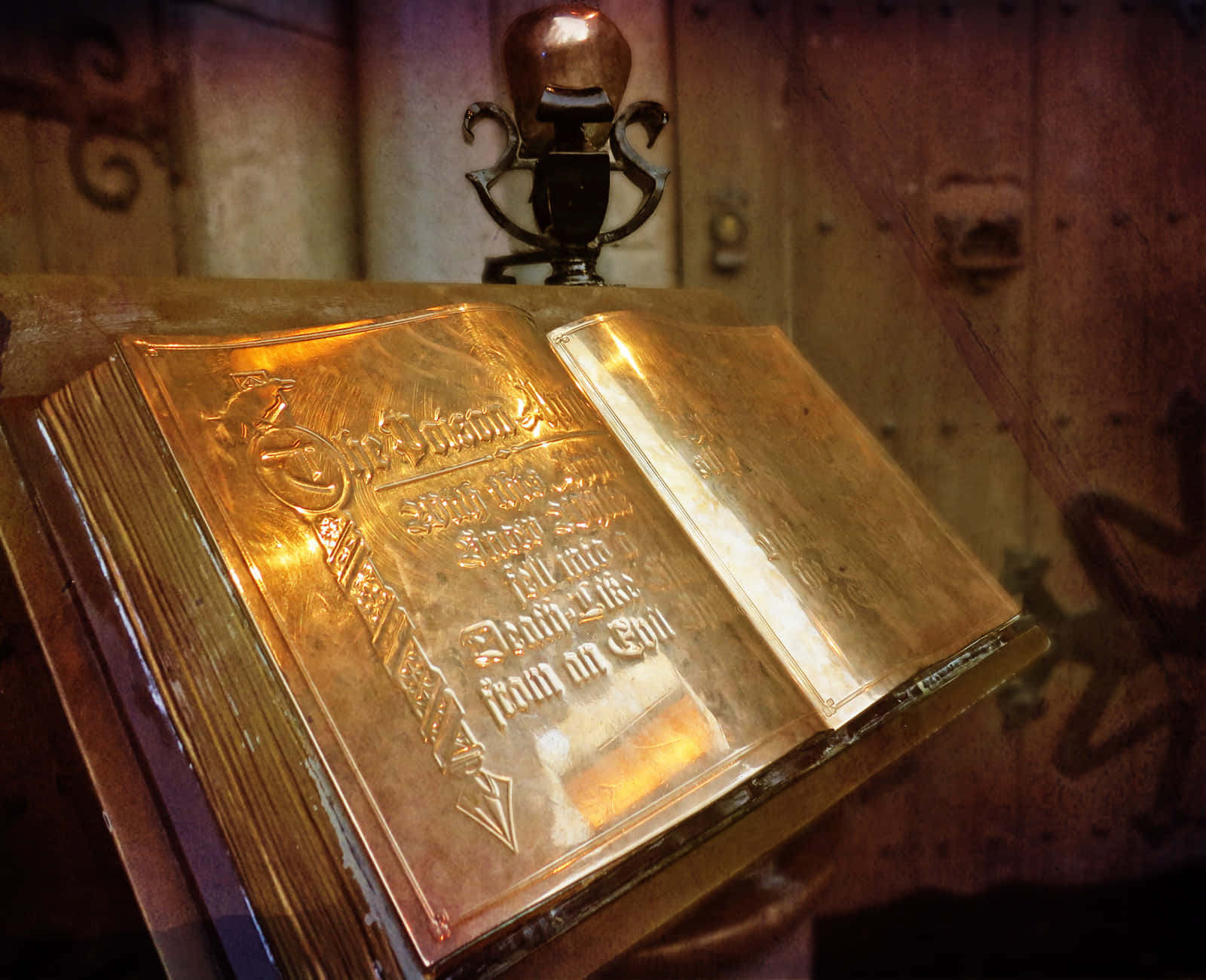 Grimoire, golden book, embossed text, HD Desktop Wallpaper