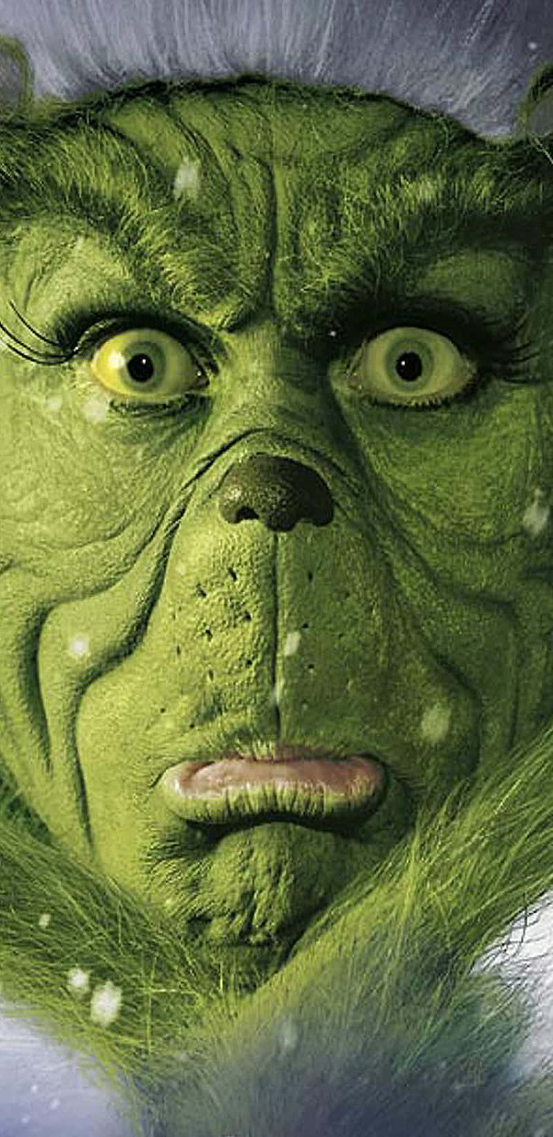 Grinch, green furry face, wide eyes, HD Phone Wallpaper