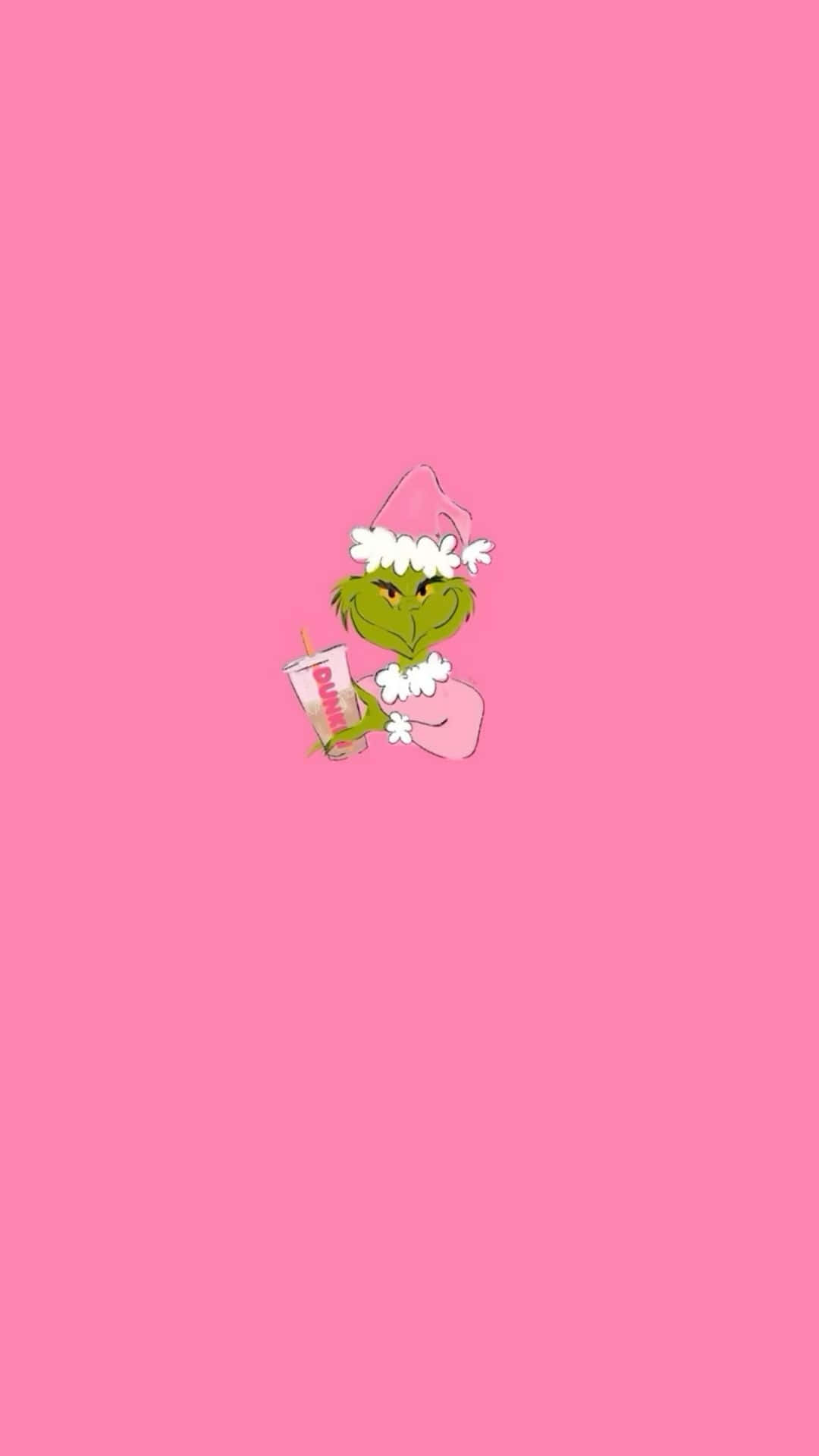 Grinch, pink Santa hat, pink scarf, Full HD Phone Wallpaper
