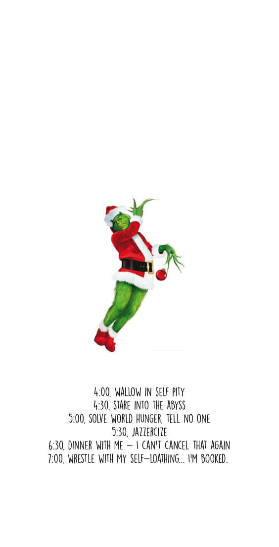 Grinch, Santa suit, pine branch, SD Phone Wallpaper