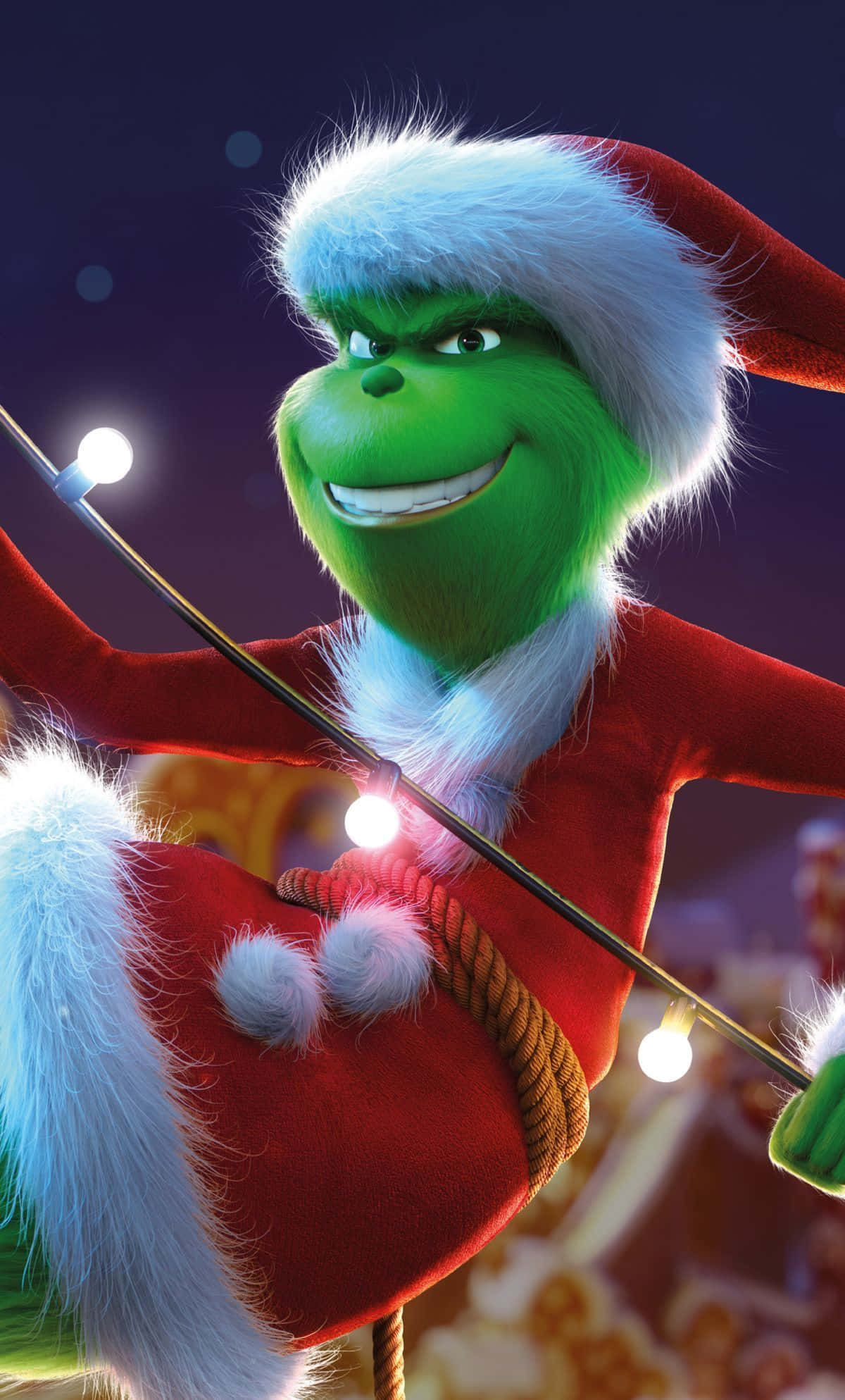 Grinch, red Santa suit, white fur trim, Full HD Phone Wallpaper