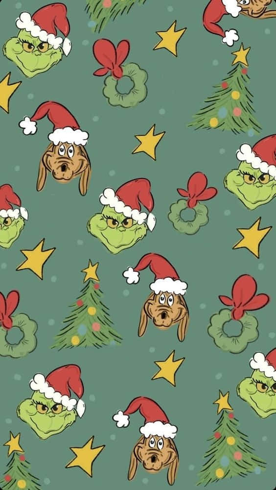 Grinch, Santa hats, Christmas trees, SD Phone Wallpaper