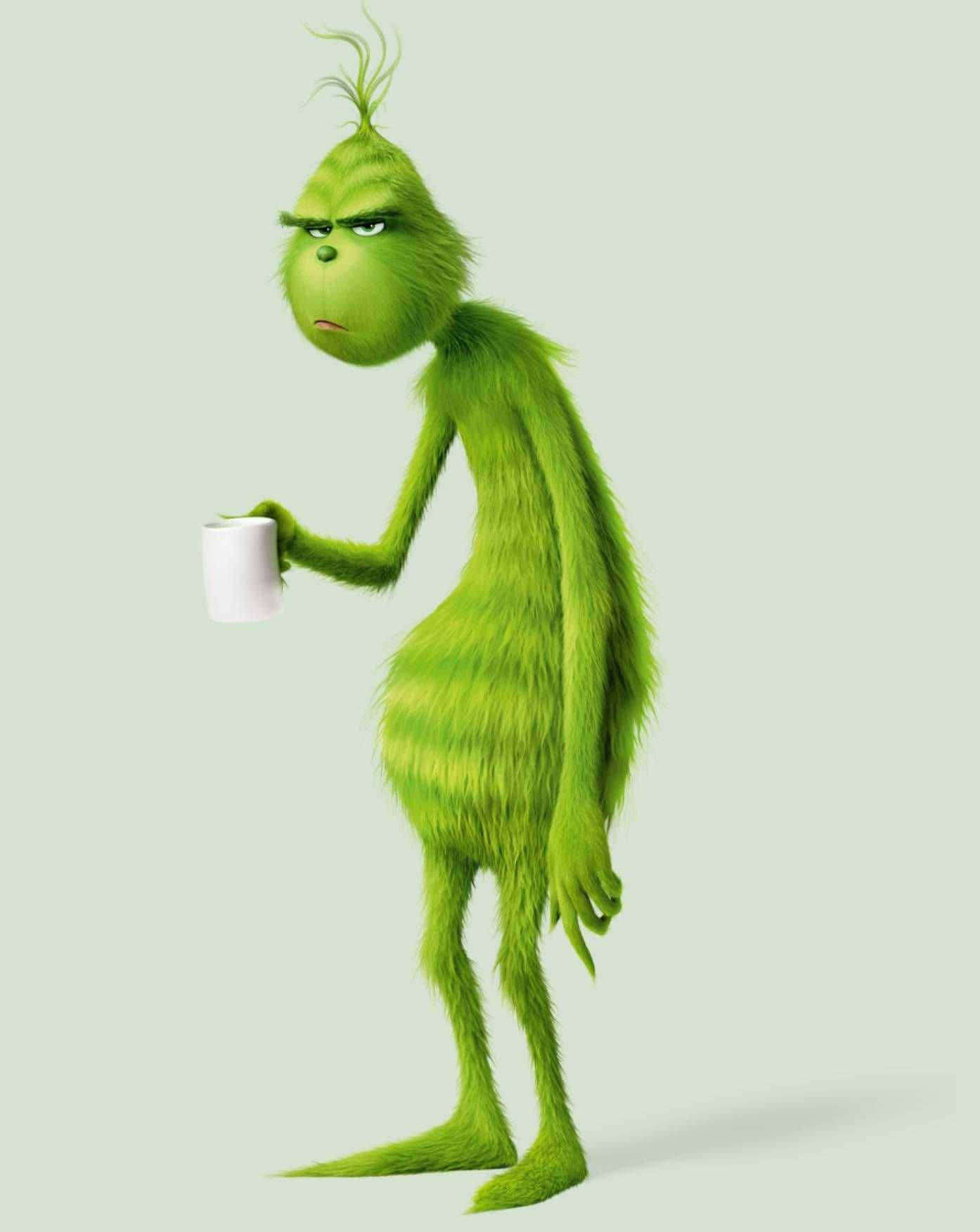 Grinch, grumpy expression, white mug, HD Phone Wallpaper