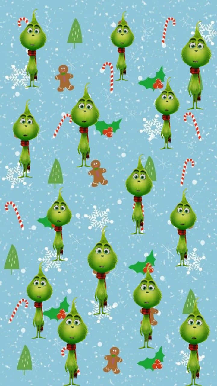 Grinch, red scarves, snowflakes, SD Phone Wallpaper